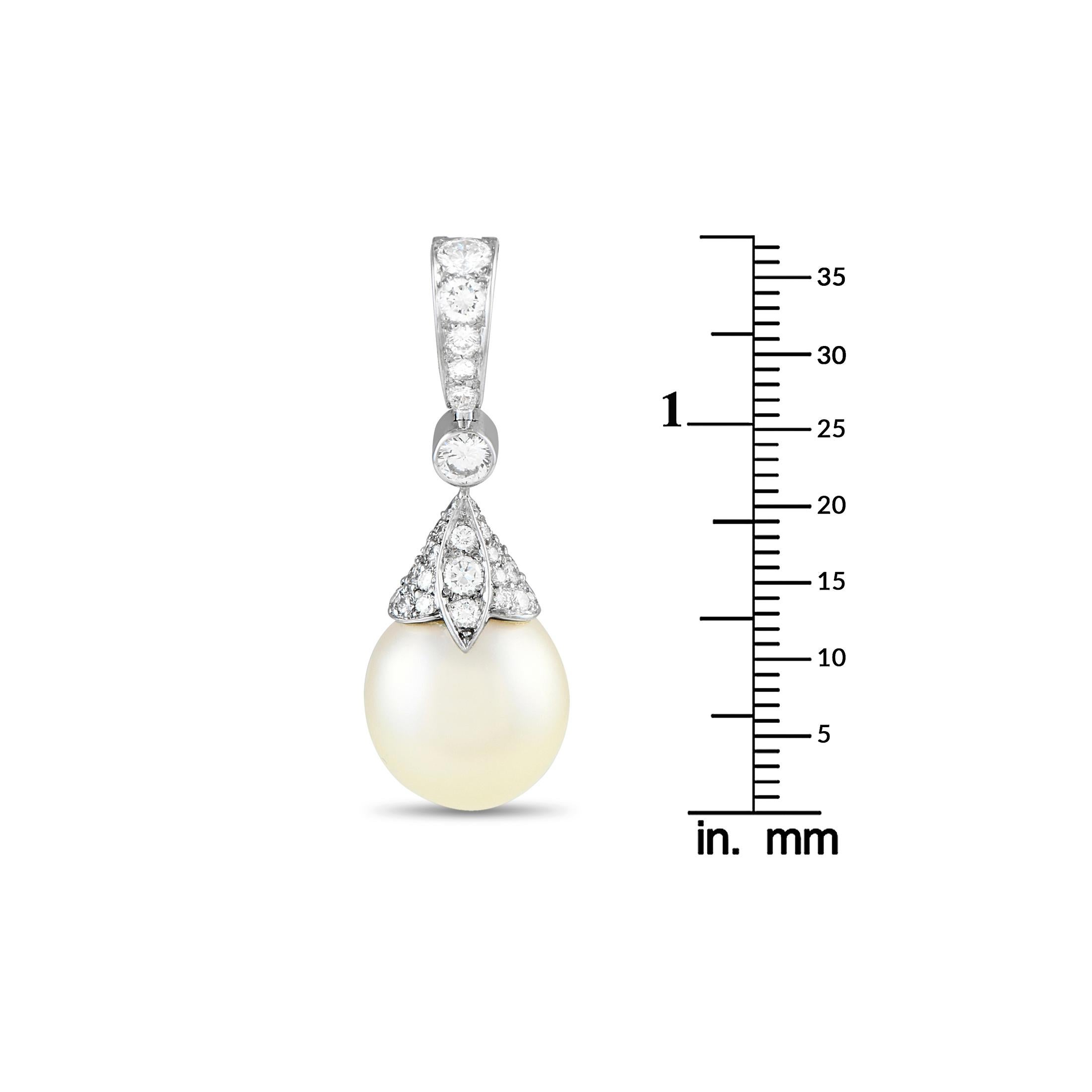 Cartier 18K White Gold 0.75ct Diamond and Pearl Pendant In Excellent Condition In Southampton, PA