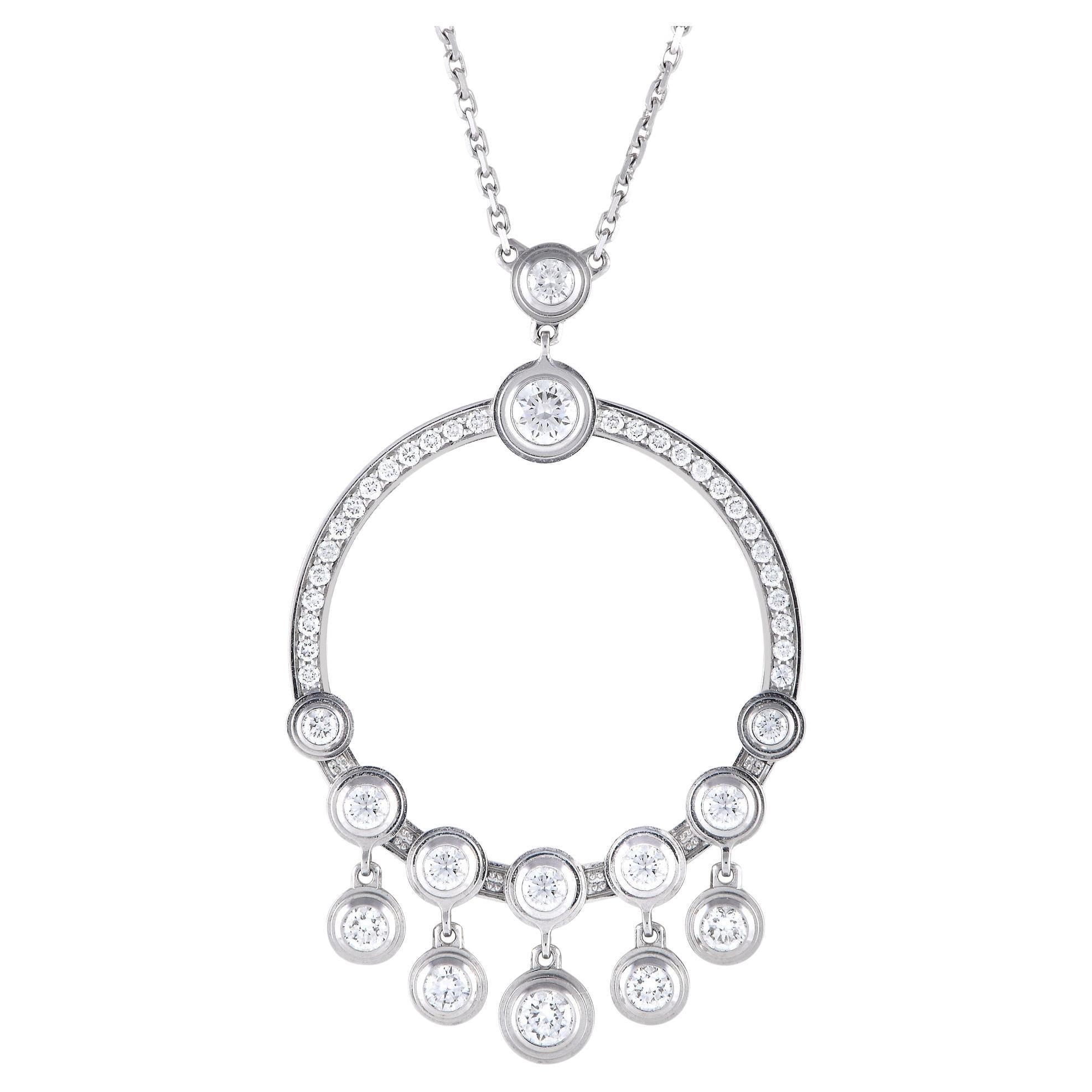 Cartier 18k White Gold 0.75 Carat Diamond Dangle Hoop Necklace