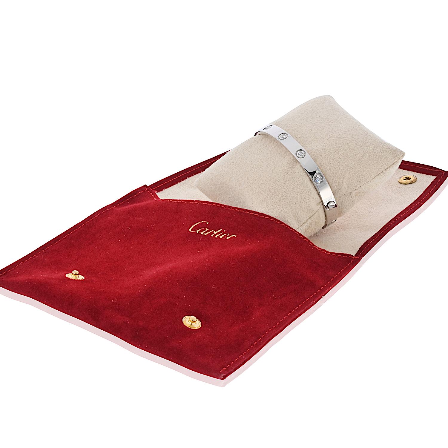 Taglio rotondo Cartier Bracciale Love in oro bianco 18 carati con 10 diamanti e cacciavite in vendita