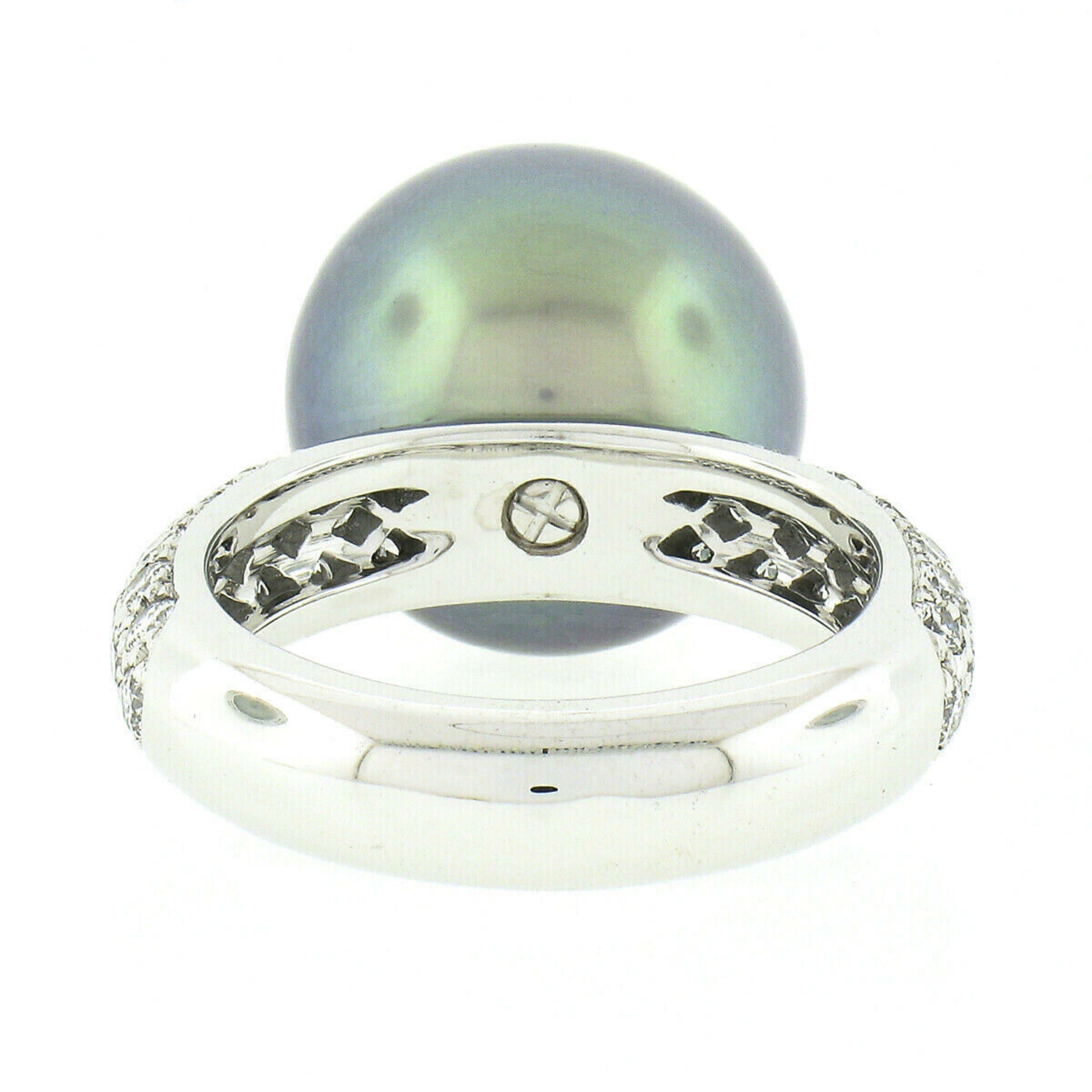 Cartier 18k White Gold Tahitian Gray Pearl & 0.85ctw Pave Diamond Ring 1
