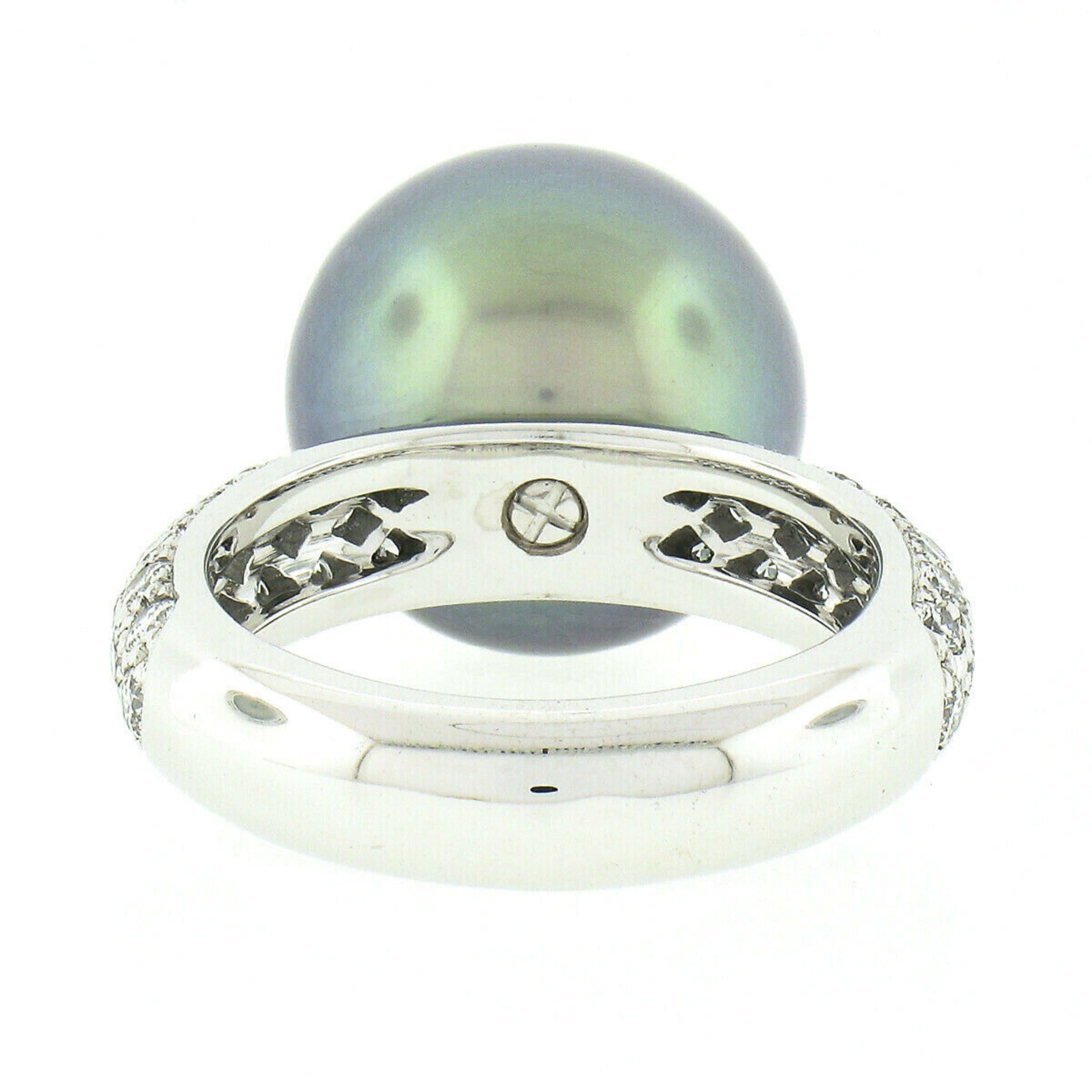 Cartier 18k White Gold Tahitian Gray Pearl & 0.85ctw Pave Diamond Ring For Sale 1