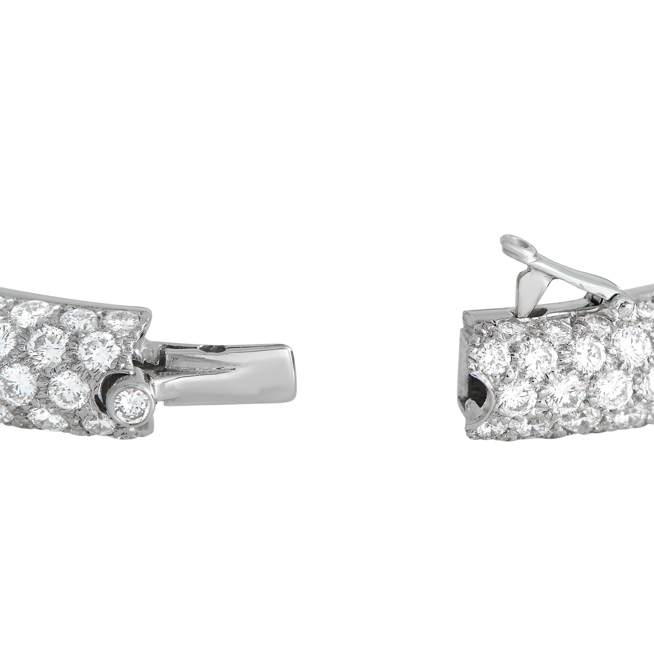 Round Cut Cartier 18K White Gold 13.50ct Diamond Pav Bangle Bracelet