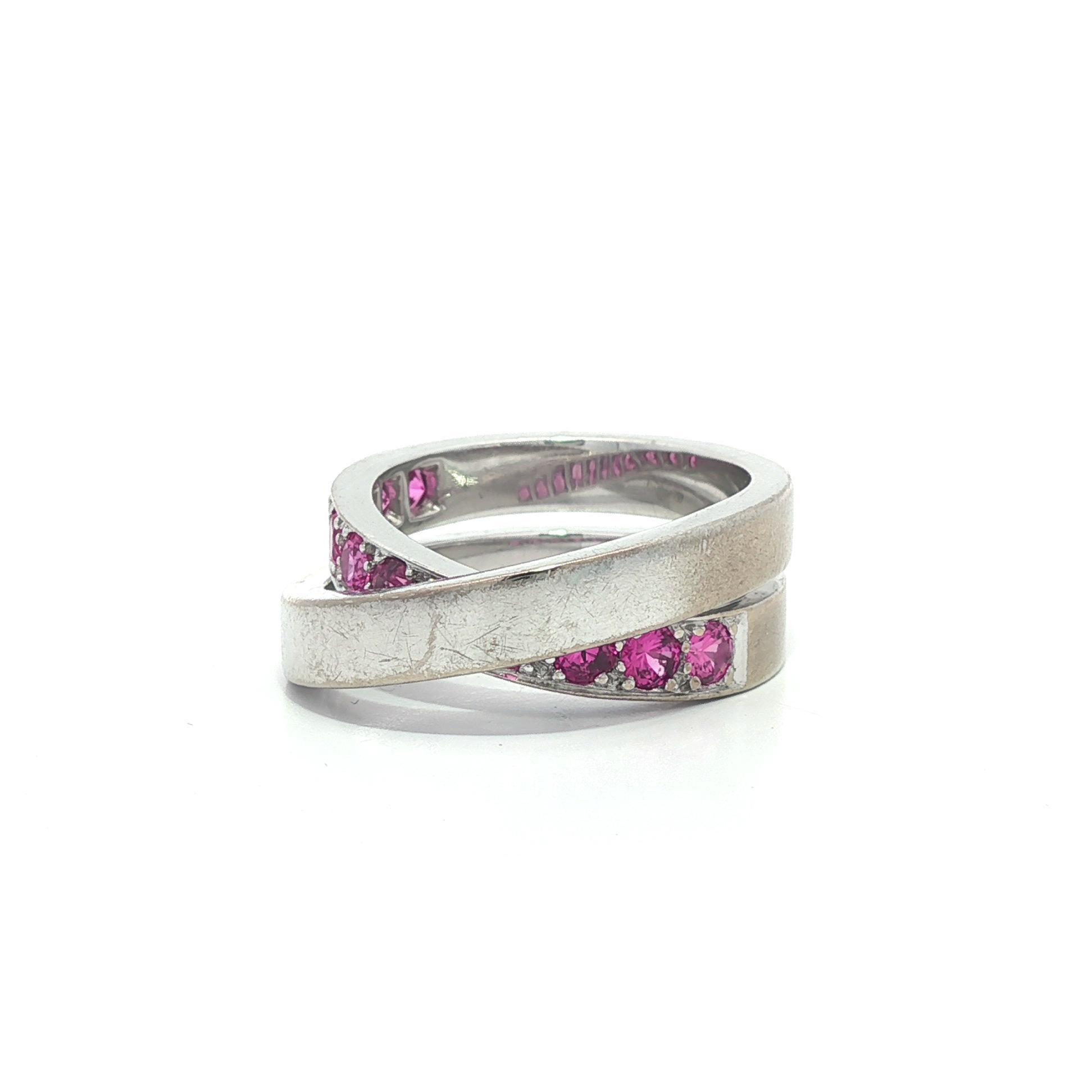 Bague croisée Paris Nouvelle Vague en or blanc 18 ct 1,50 ct de saphir rose de Cartier en vente 3