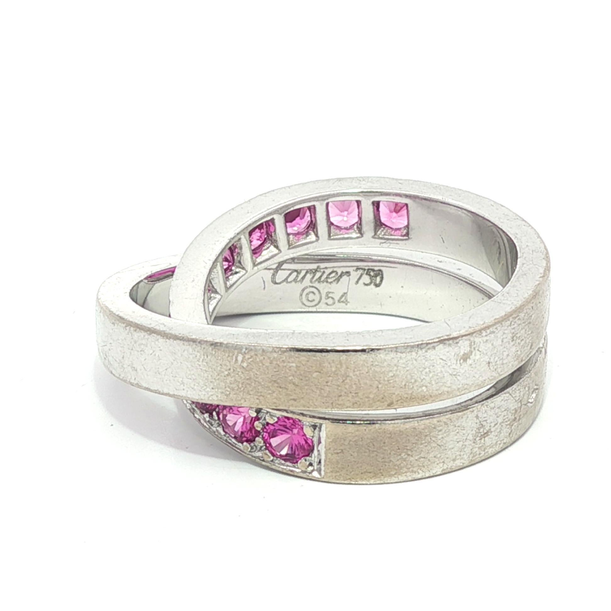 Bague croisée Paris Nouvelle Vague en or blanc 18 ct 1,50 ct de saphir rose de Cartier en vente 4