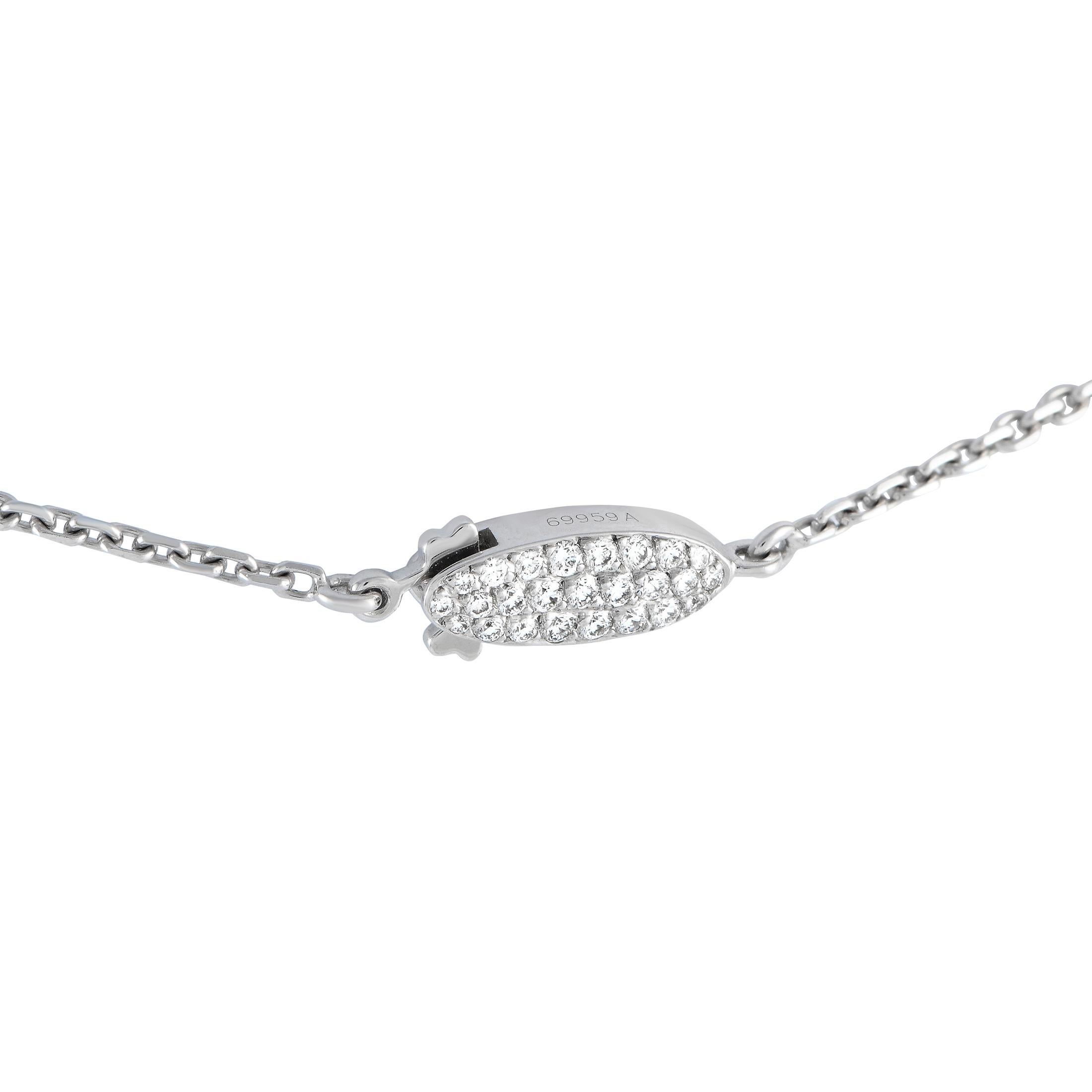 Marquise Cut Cartier 18K White Gold 1.85ct Diamond Heart Necklace CA09-100623 For Sale