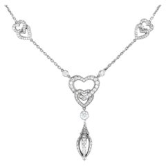 Antique Cartier 18K White Gold 1.85ct Diamond Heart Necklace CA09-100623