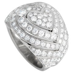 Cartier 18K White Gold 2.0ct Diamond Heart Domed Cocktail Ring