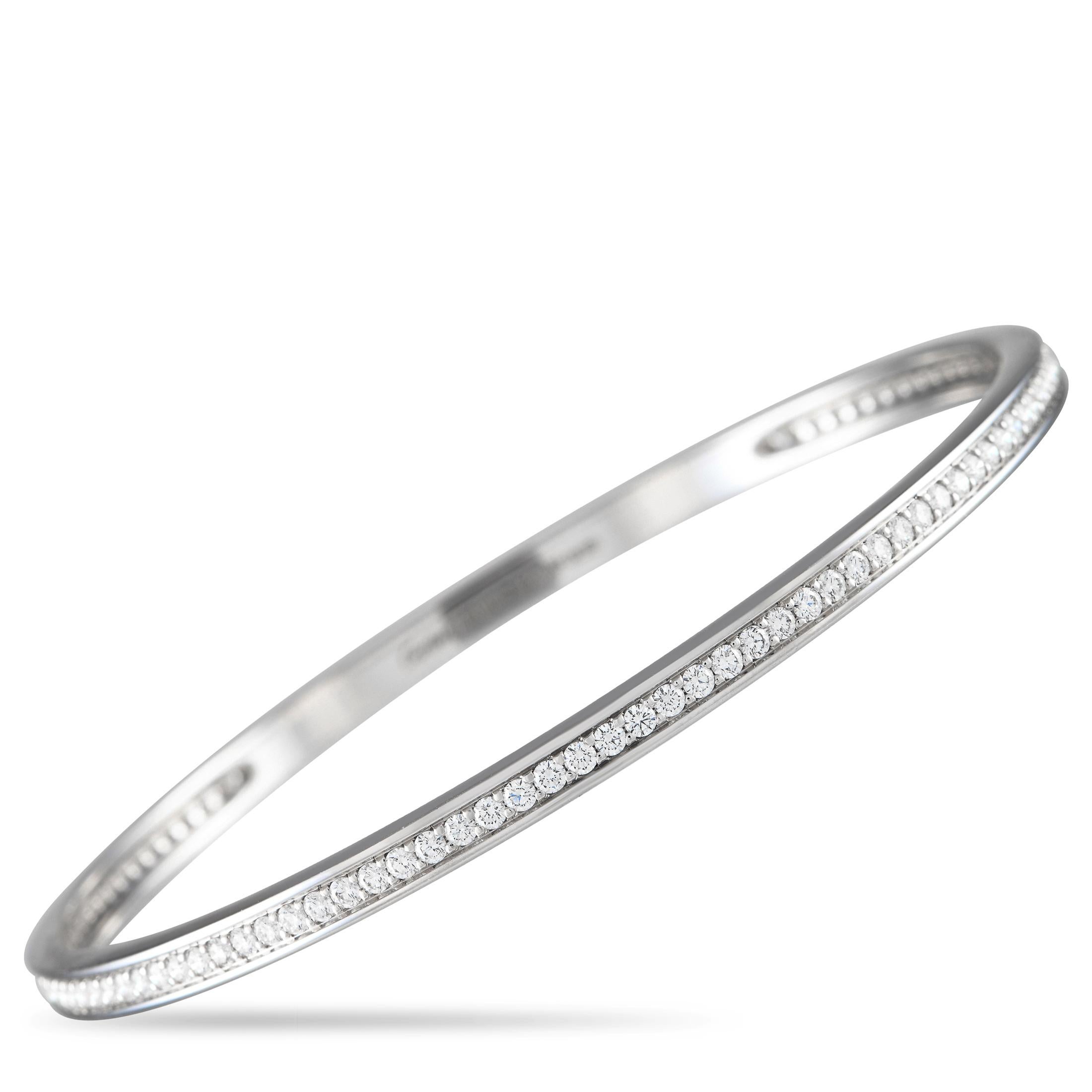 Cartier 18K White Gold 2.50ct Diamond Eternity Bangle Bracelet In Excellent Condition For Sale In Southampton, PA