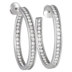 Cartier 18K White Gold 3.0ct Diamond Hoop Earrings