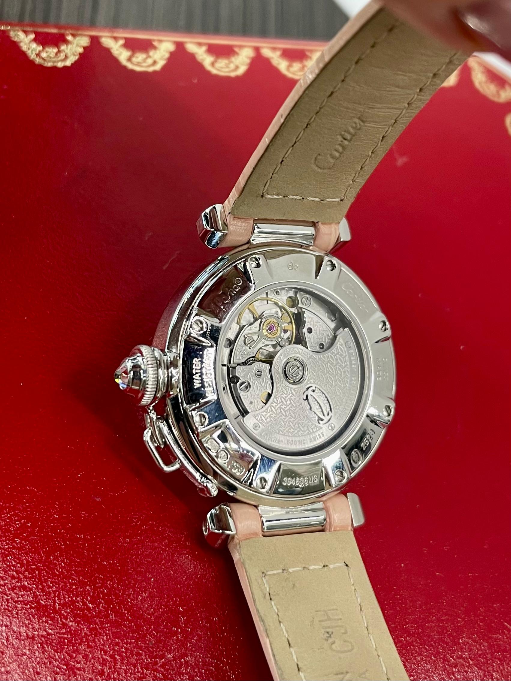 Cartier 18k White Gold Pasha Factory Diamond Bezel 2528 Ladies Wristwatch 1
