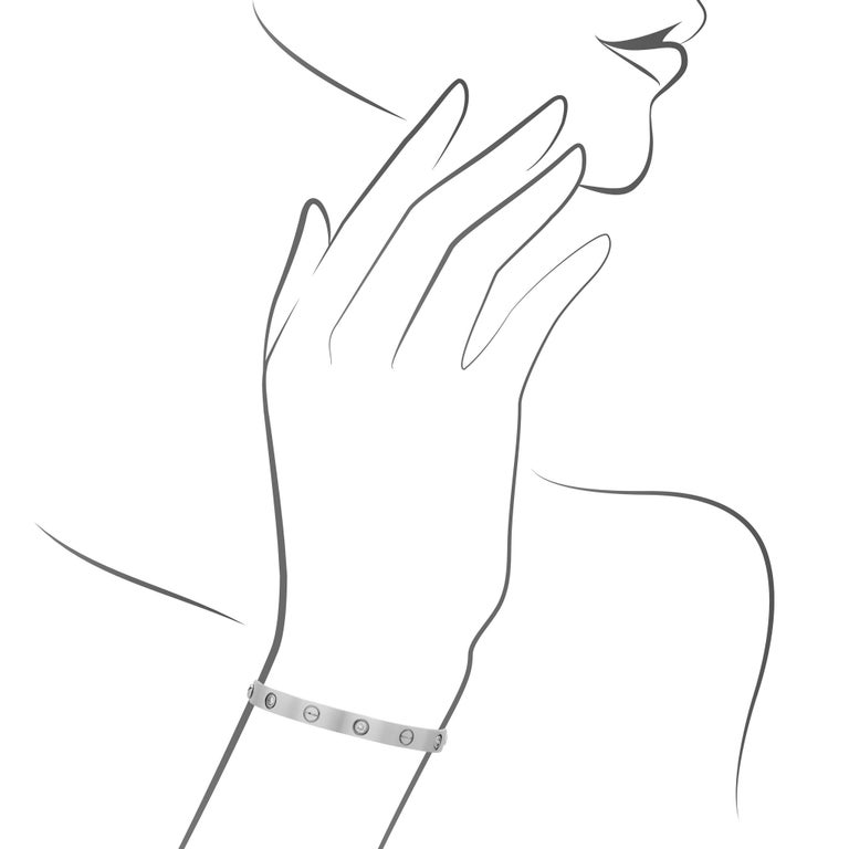 Cartier 18 Karat White Gold 4 Diamond Love Bracelet, New Locking