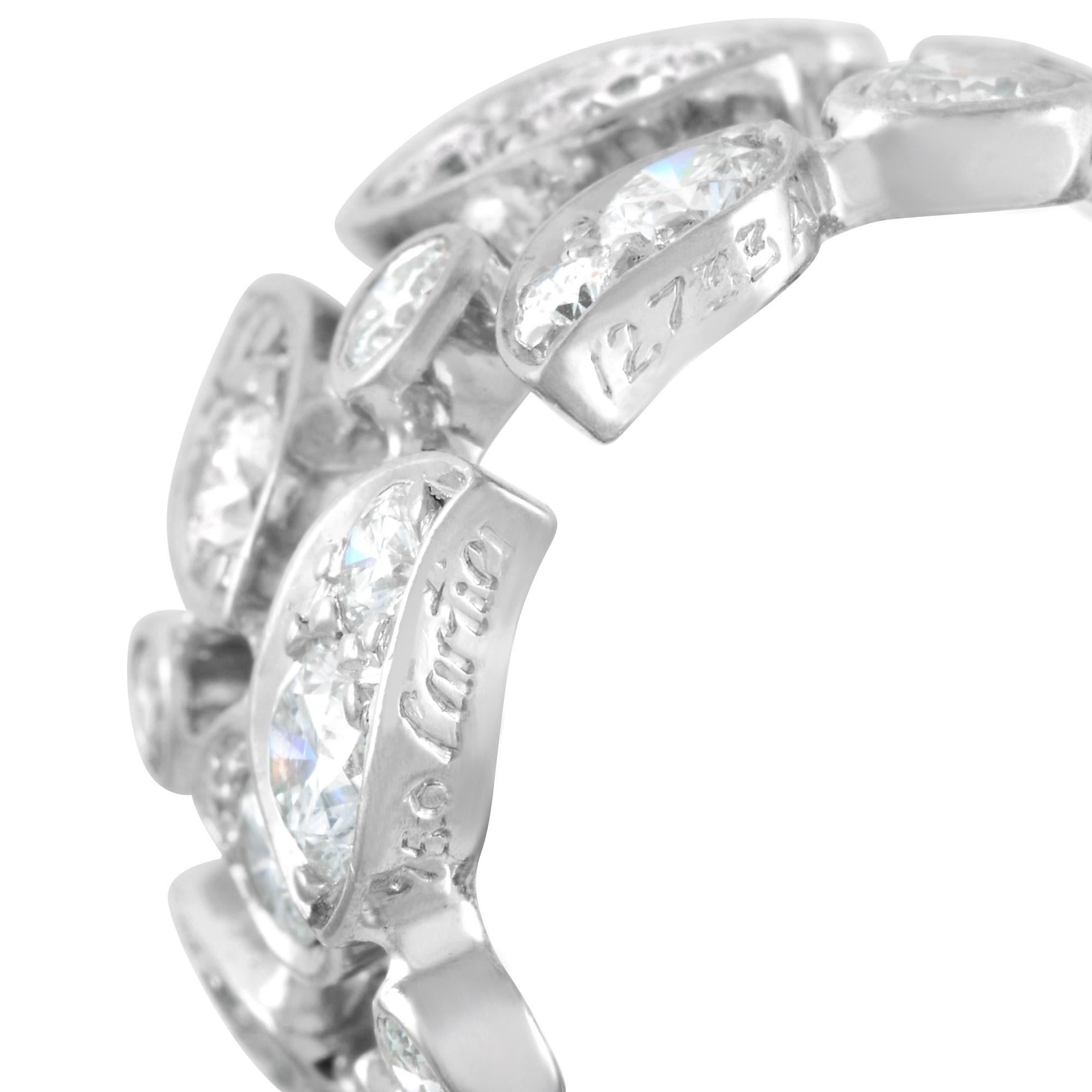 Women's Cartier 18 Karat White Gold 4.50 Carat Diamond Sculpted Vine Eternity Ring