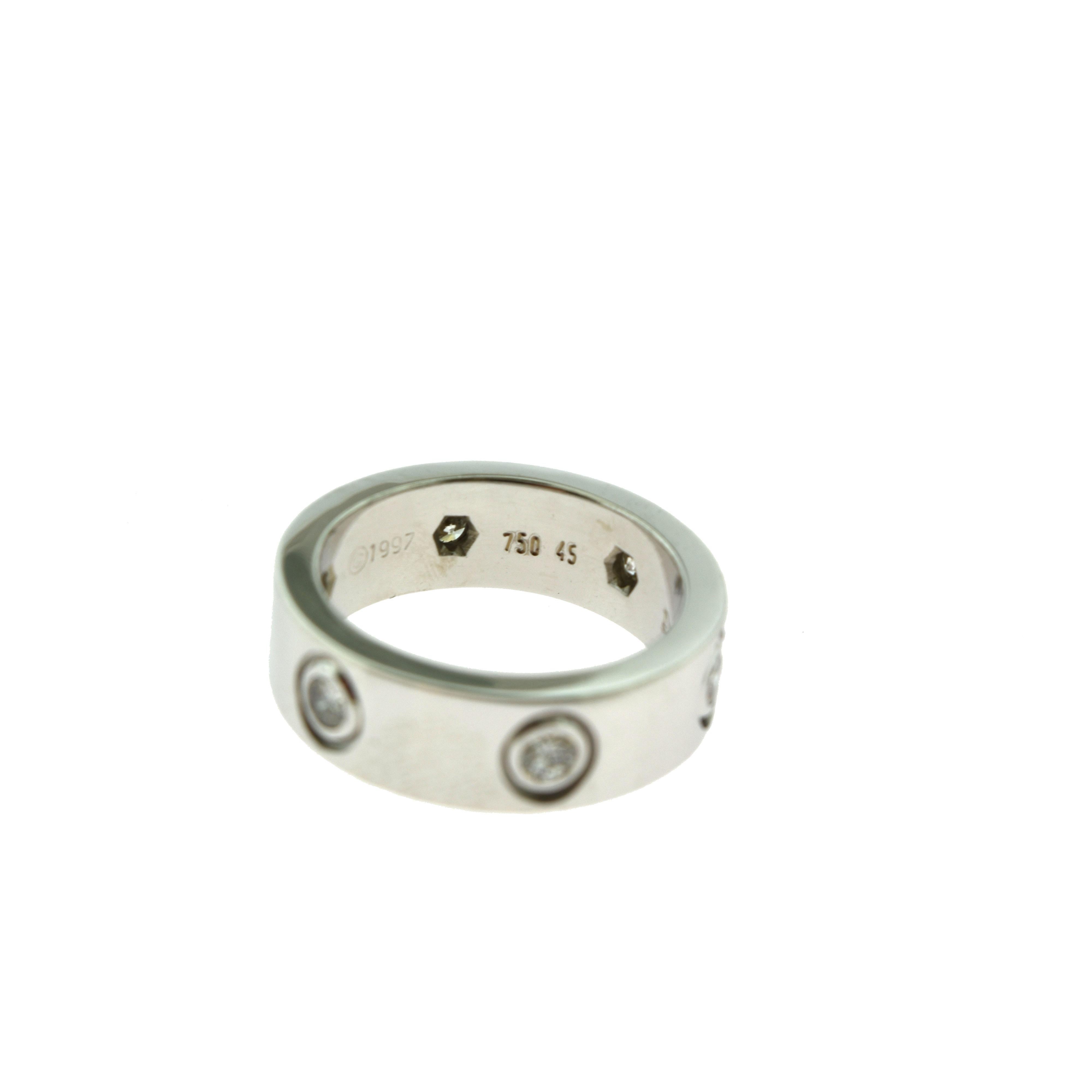 Brilliance Jewels, Miami
Questions? Call Us Anytime!
786,482,8100

Ring Size: 45 (euro) ; 3.25 (US)

Designer: Cartier

Collection: LOVE

Style: Band Ring

Metal: White Gold

Metal Purity: 18k

Band Width: 5.53 mm

Stones: 6 Round Brilliant Cut