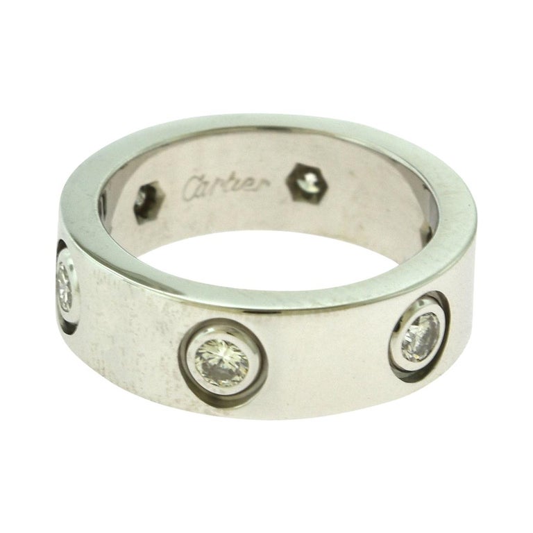 Cartier 18 Karat White Gold 6 Diamonds Love Ring For Sale at 1stDibs