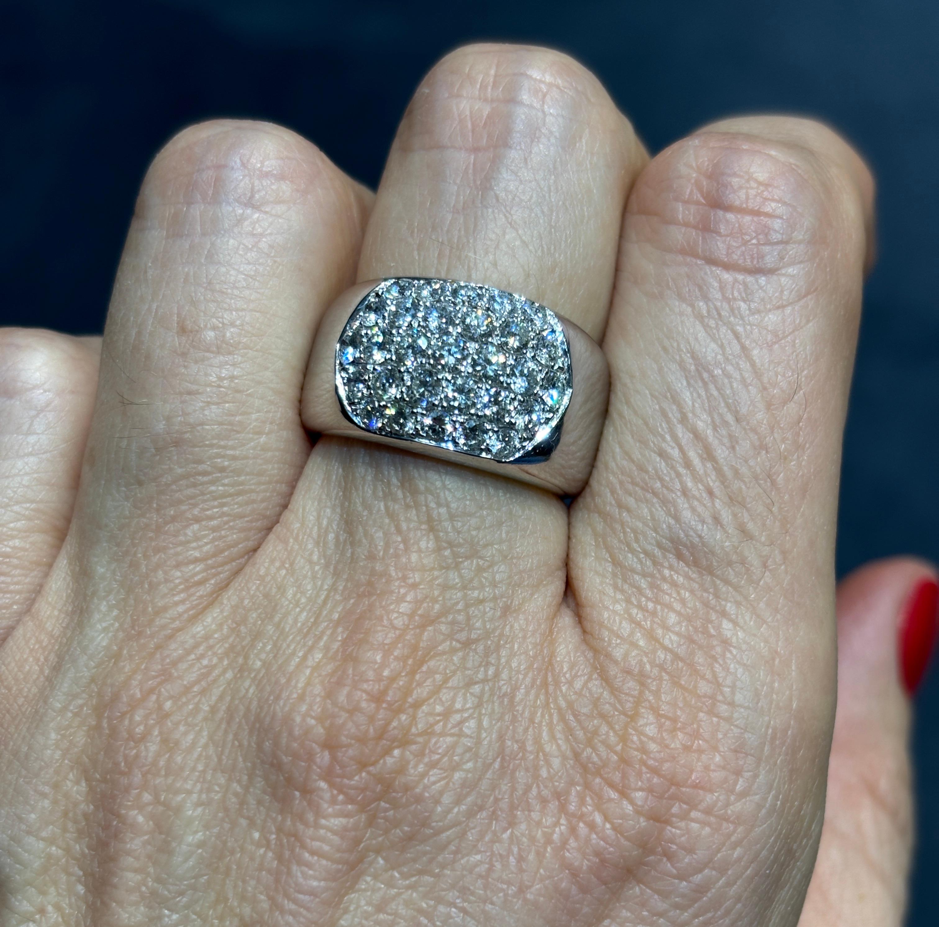 Cartier 18k white gold and 5 row diamond ring For Sale 4
