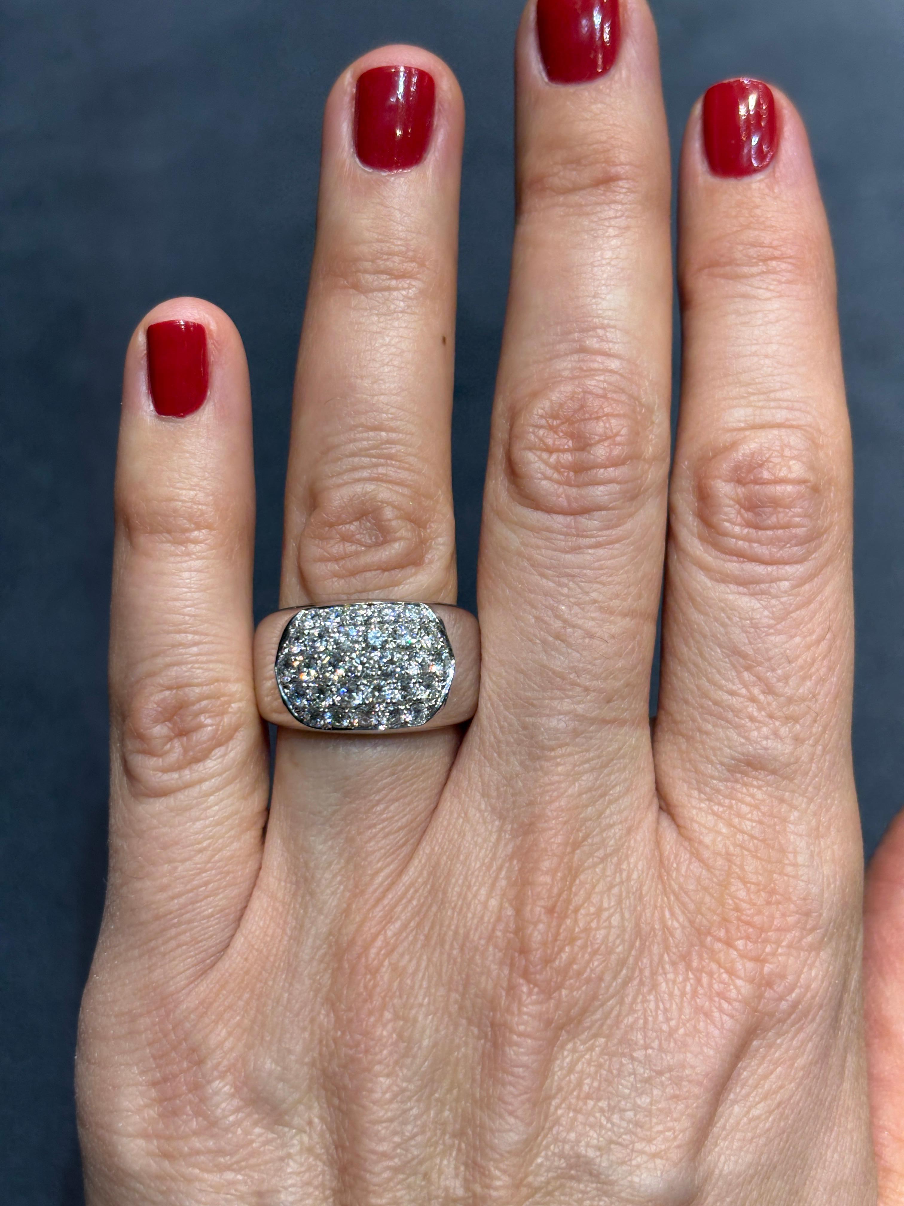 Cartier 18k white gold and 5 row diamond ring For Sale 5