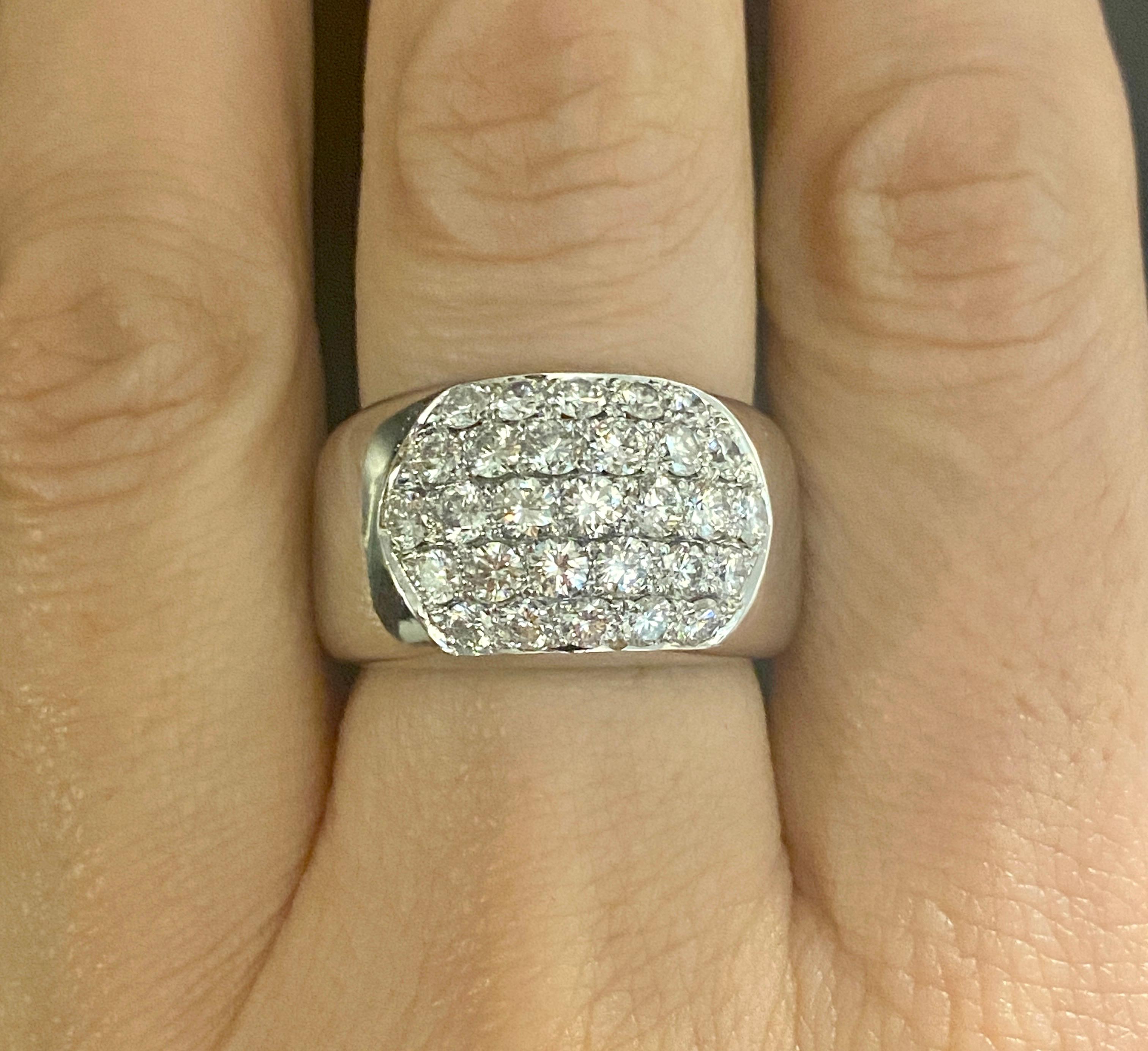 Contemporary Cartier 18k white gold and 5 row diamond ring For Sale