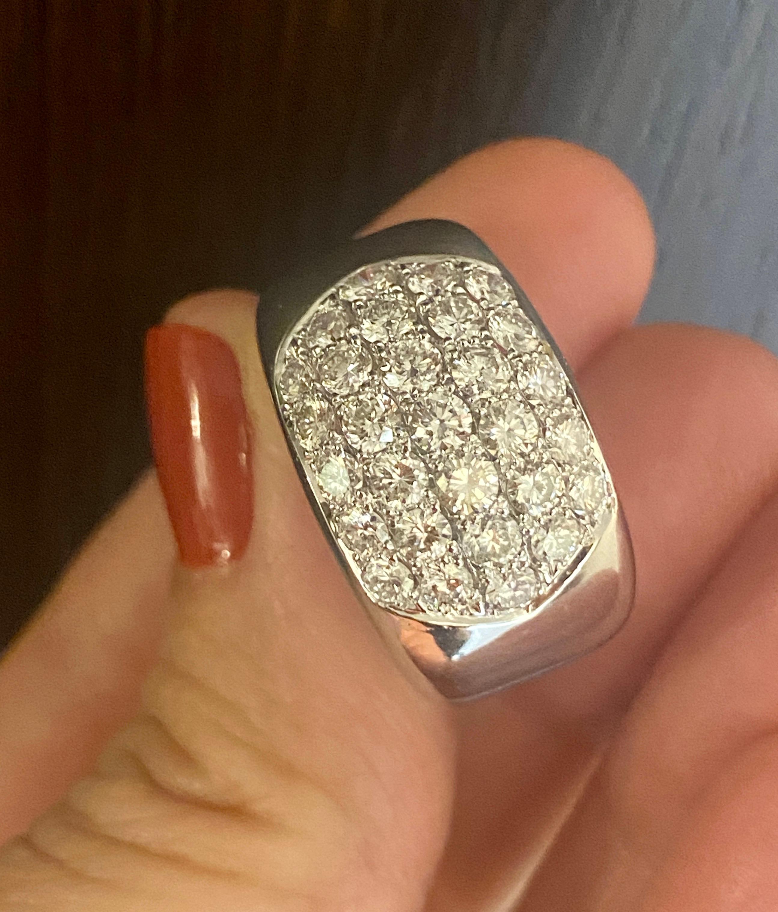Round Cut Cartier 18k white gold and 5 row diamond ring For Sale