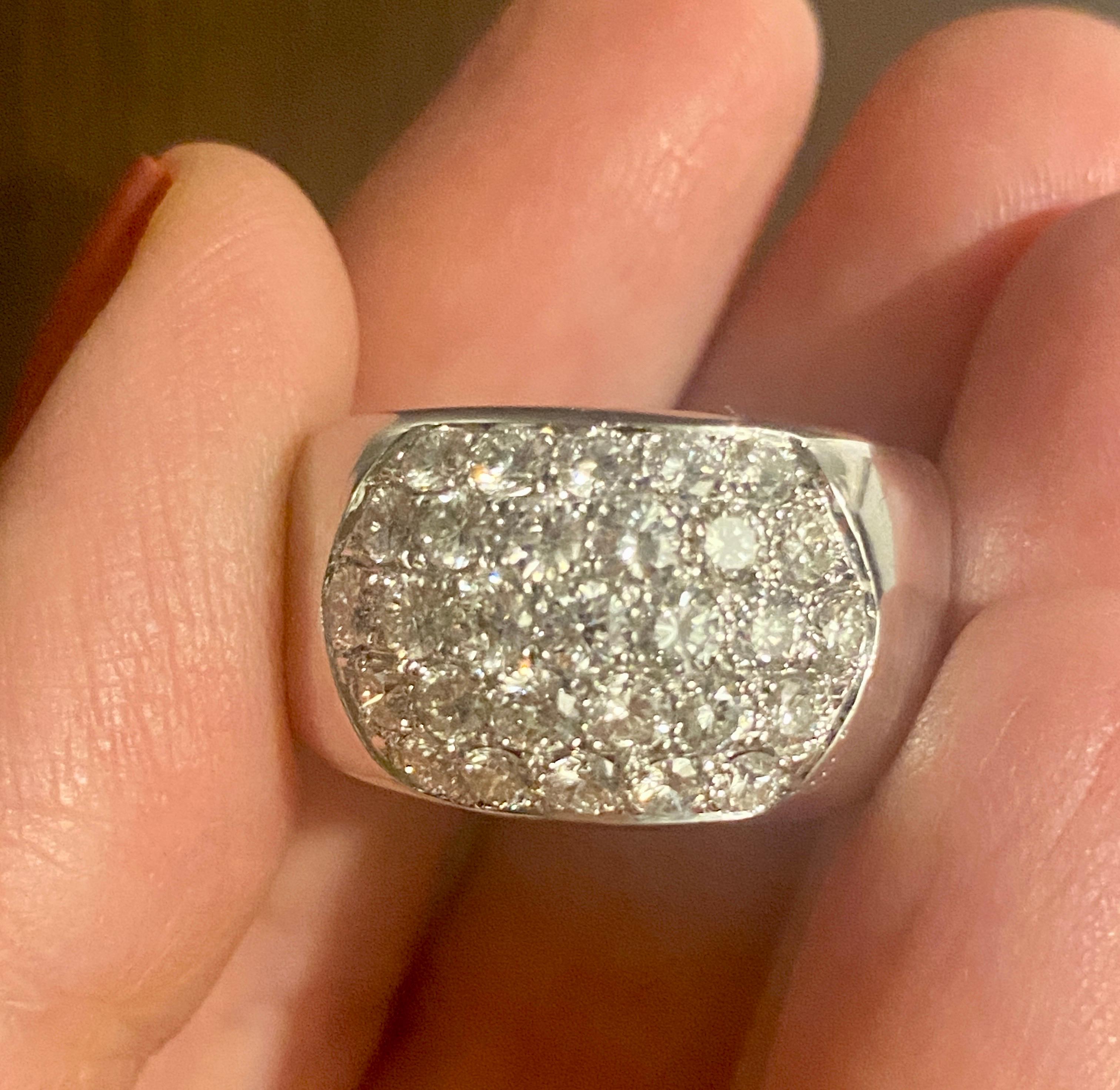 Cartier 18k white gold and 5 row diamond ring For Sale 1