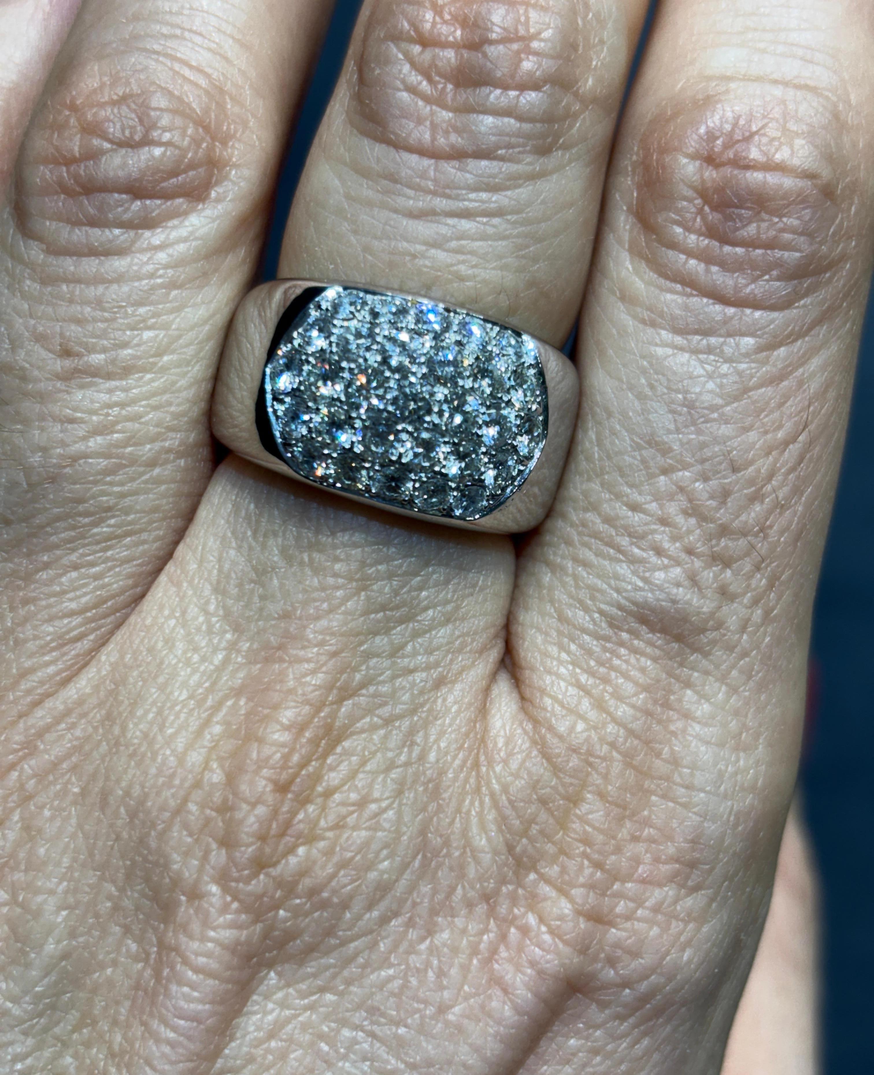 Cartier 18k white gold and 5 row diamond ring For Sale 2