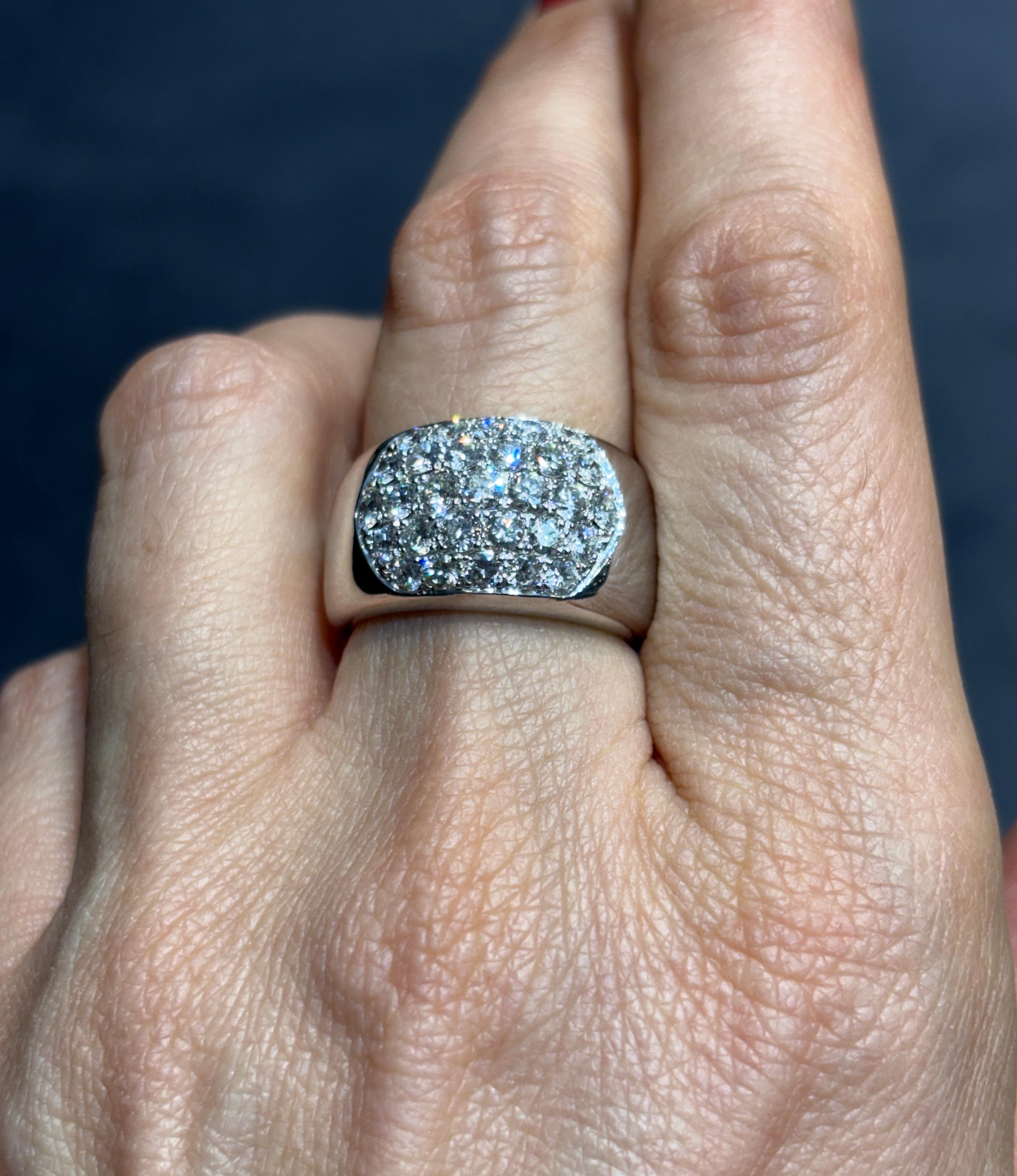 Cartier 18k white gold and 5 row diamond ring For Sale 3