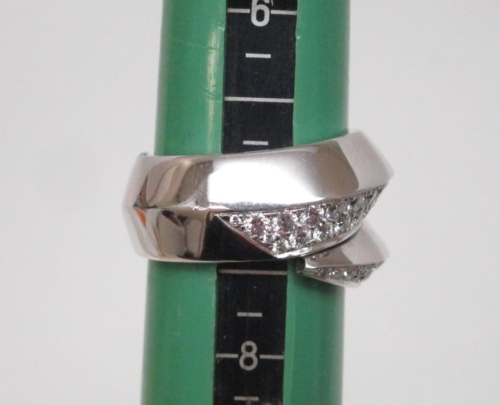 Cartier 18 Karat White Gold and Diamond Bypass Panthere Ring 1