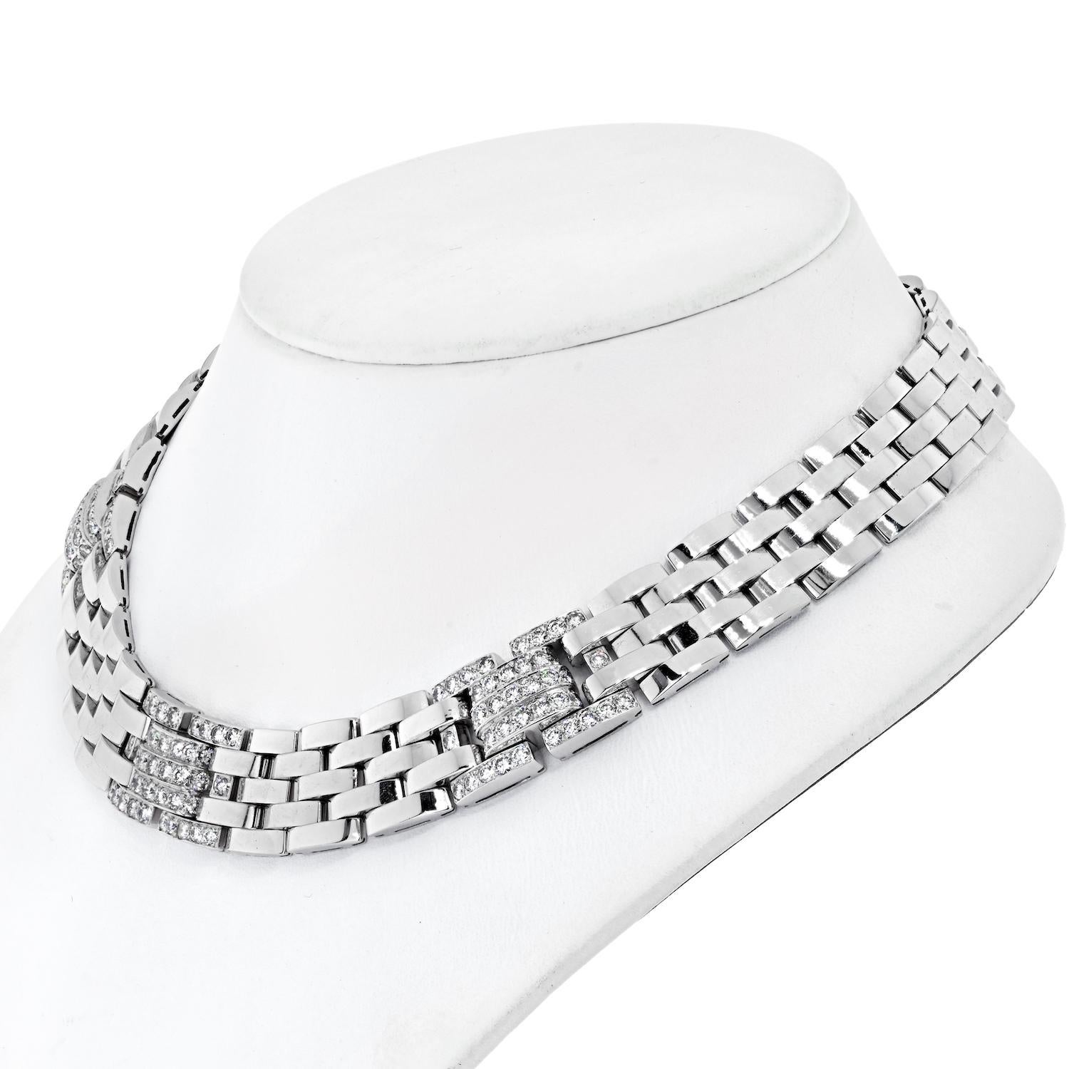 Cartier 18K Weißgold und Diamant 'Maillon Panthère' Halskette (Moderne) im Angebot