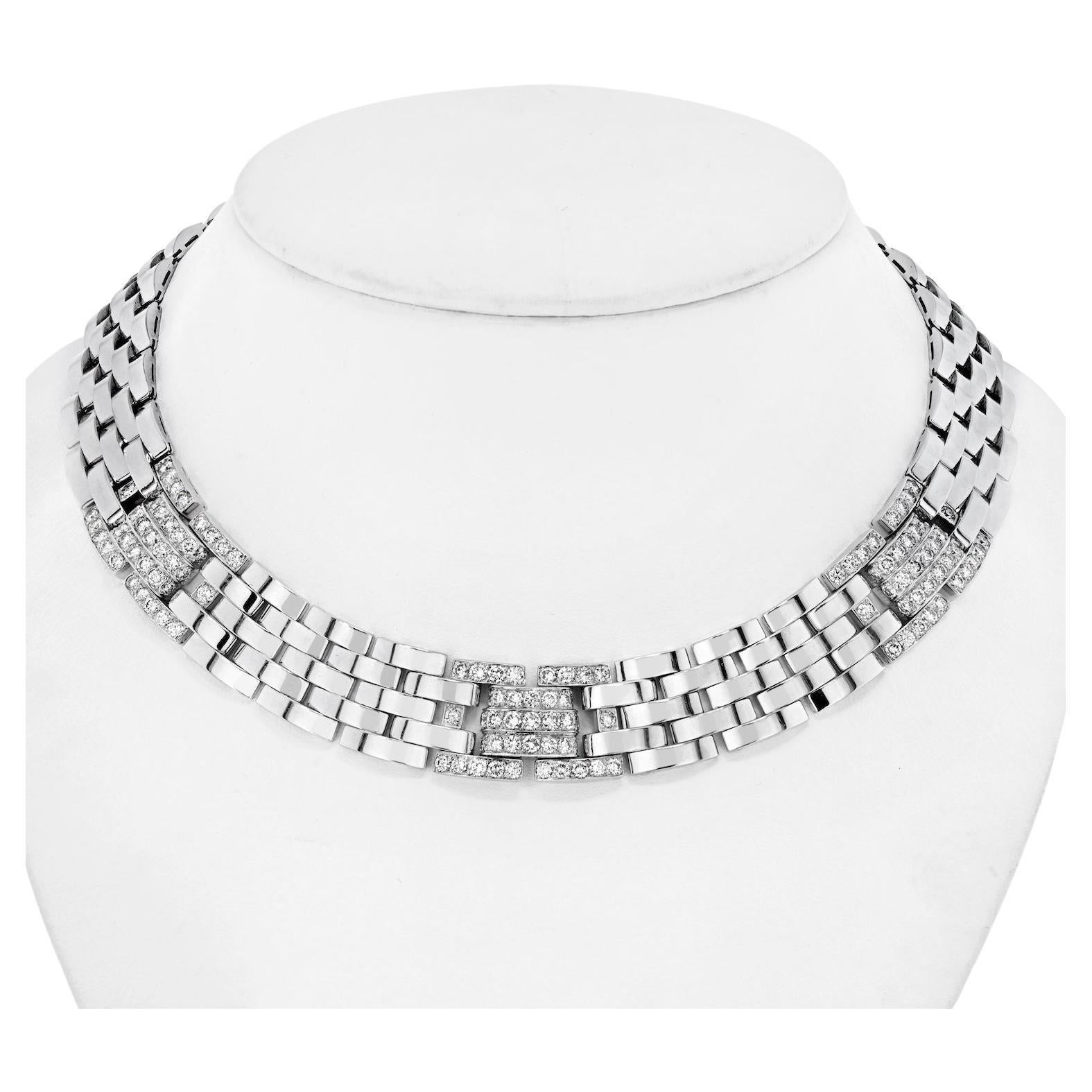 Cartier 18K White Gold and Diamond ‘Maillon Panthère’ Necklace