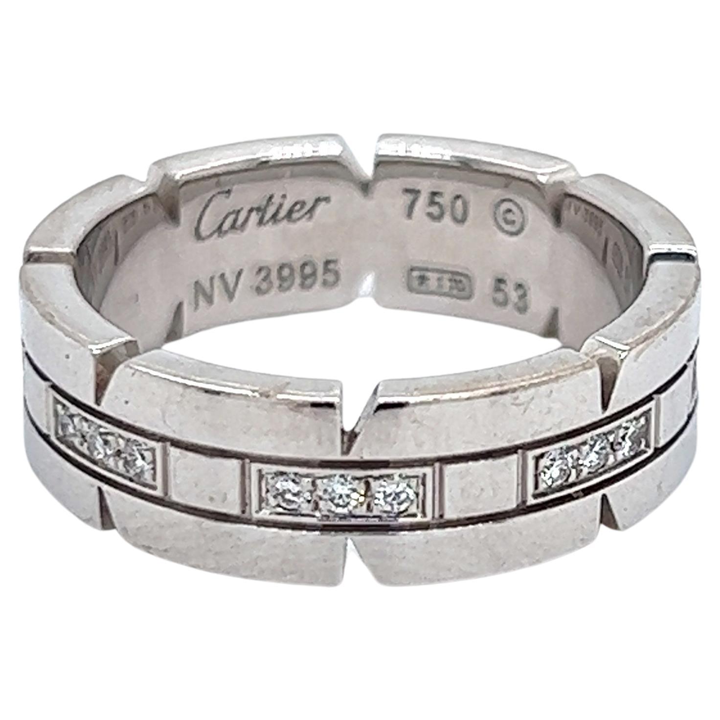 Cartier 18K White Gold and Diamond Maillon Panthére Band Ring For Sale