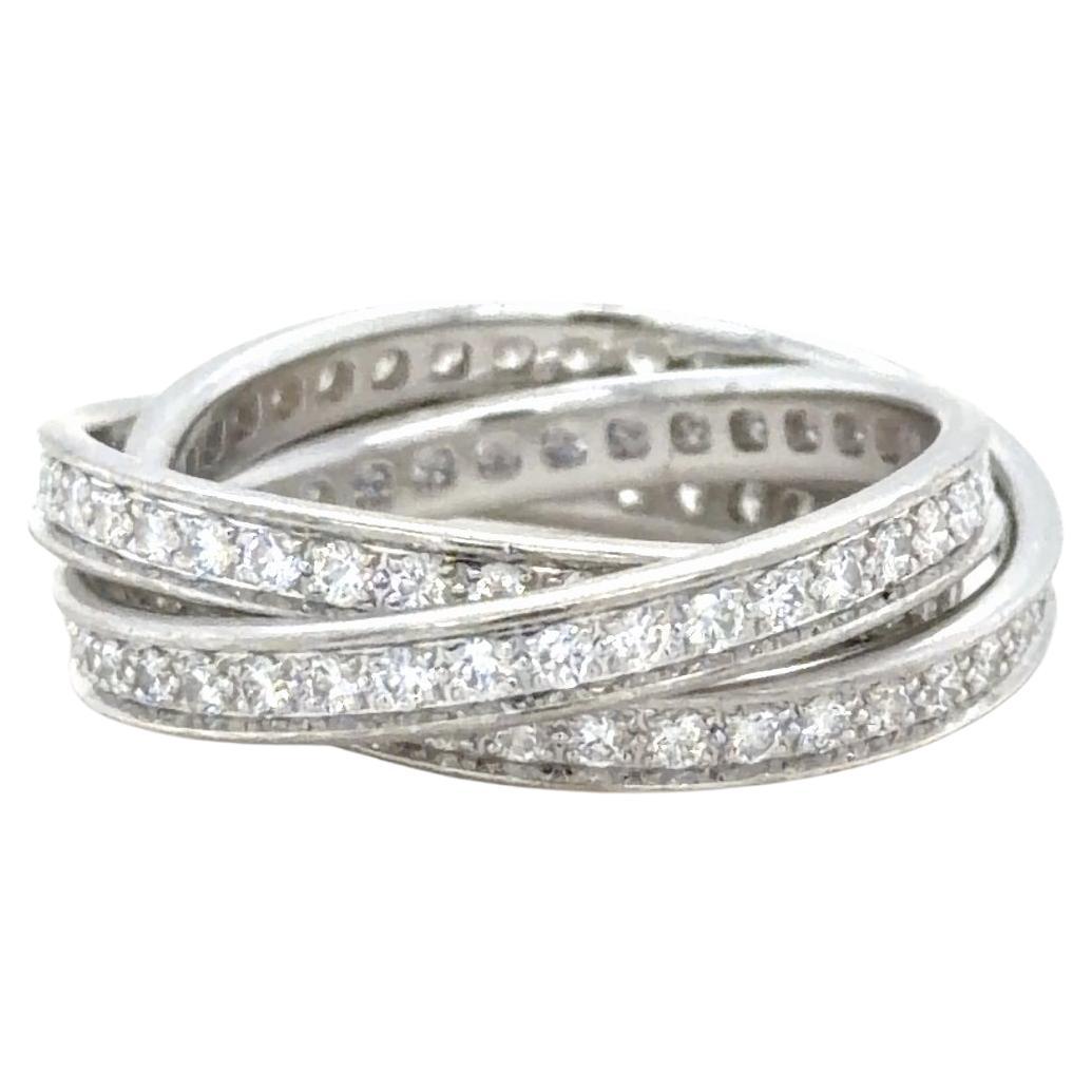 Cartier, 18K Weißgold und Diamant Trinity Ring