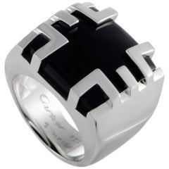 Cartier 18 Karat White Gold and Onyx Ring