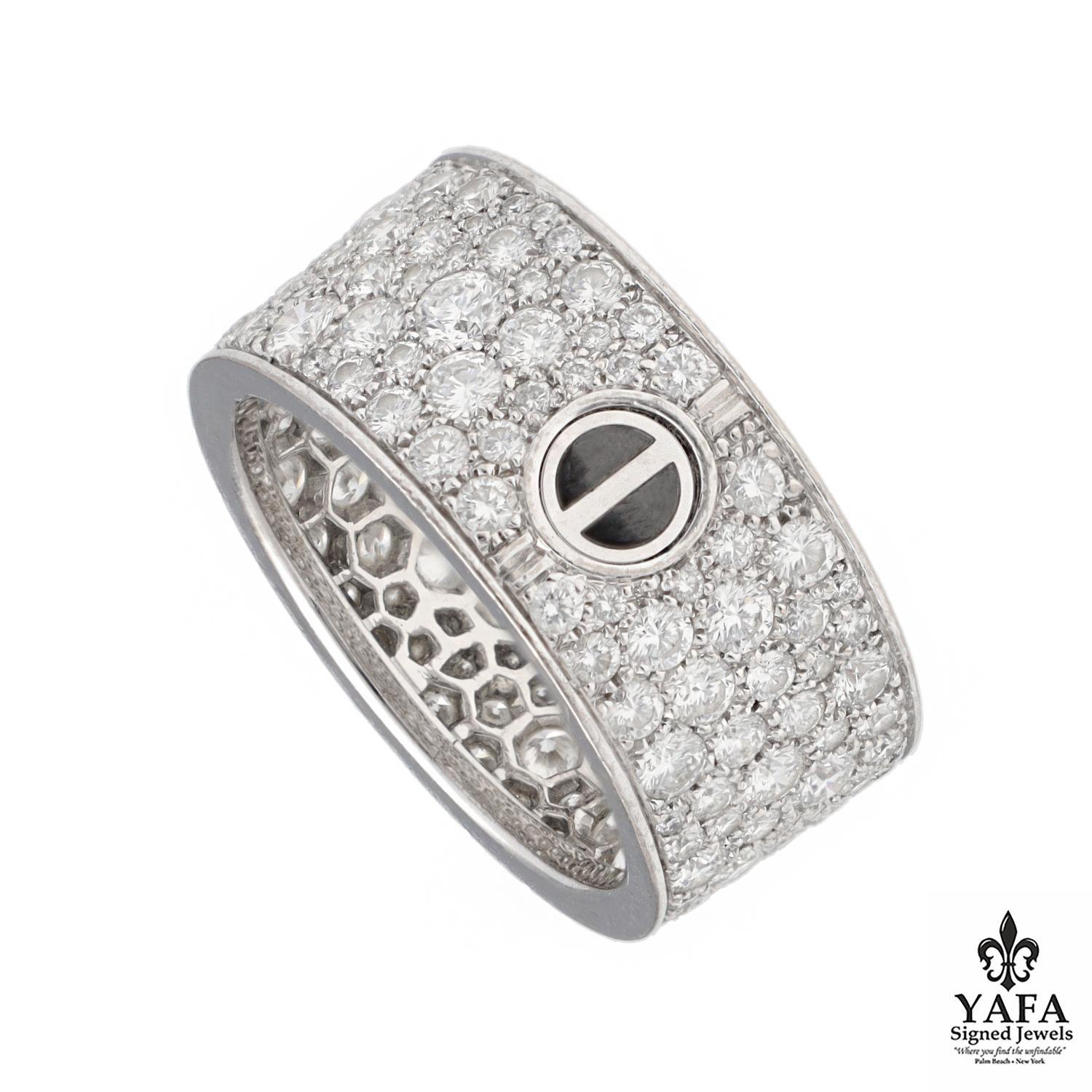 Round Cut Cartier 18k White Gold and Pave Diamond 