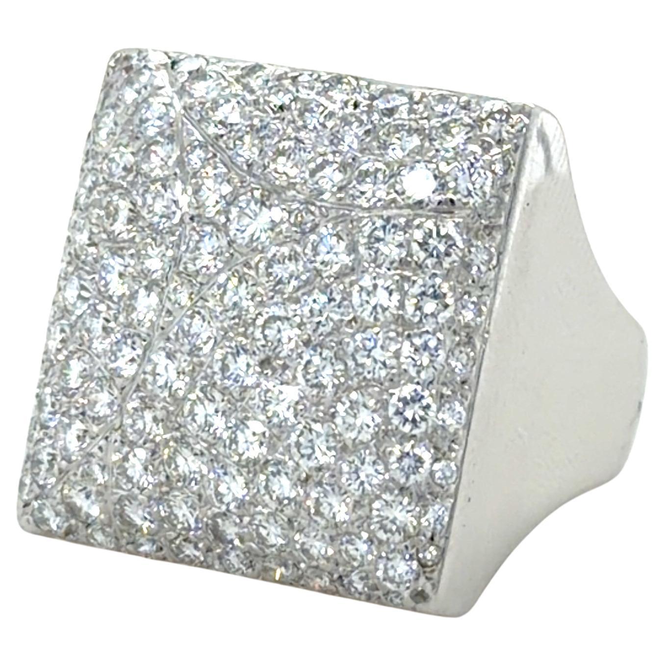 Cartier 18K White Gold and Pave Diamond Ring