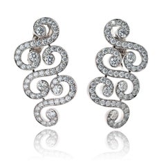 Cartier 18K White Gold Arabesque Scroll 6.50cttw Diamond Earrings