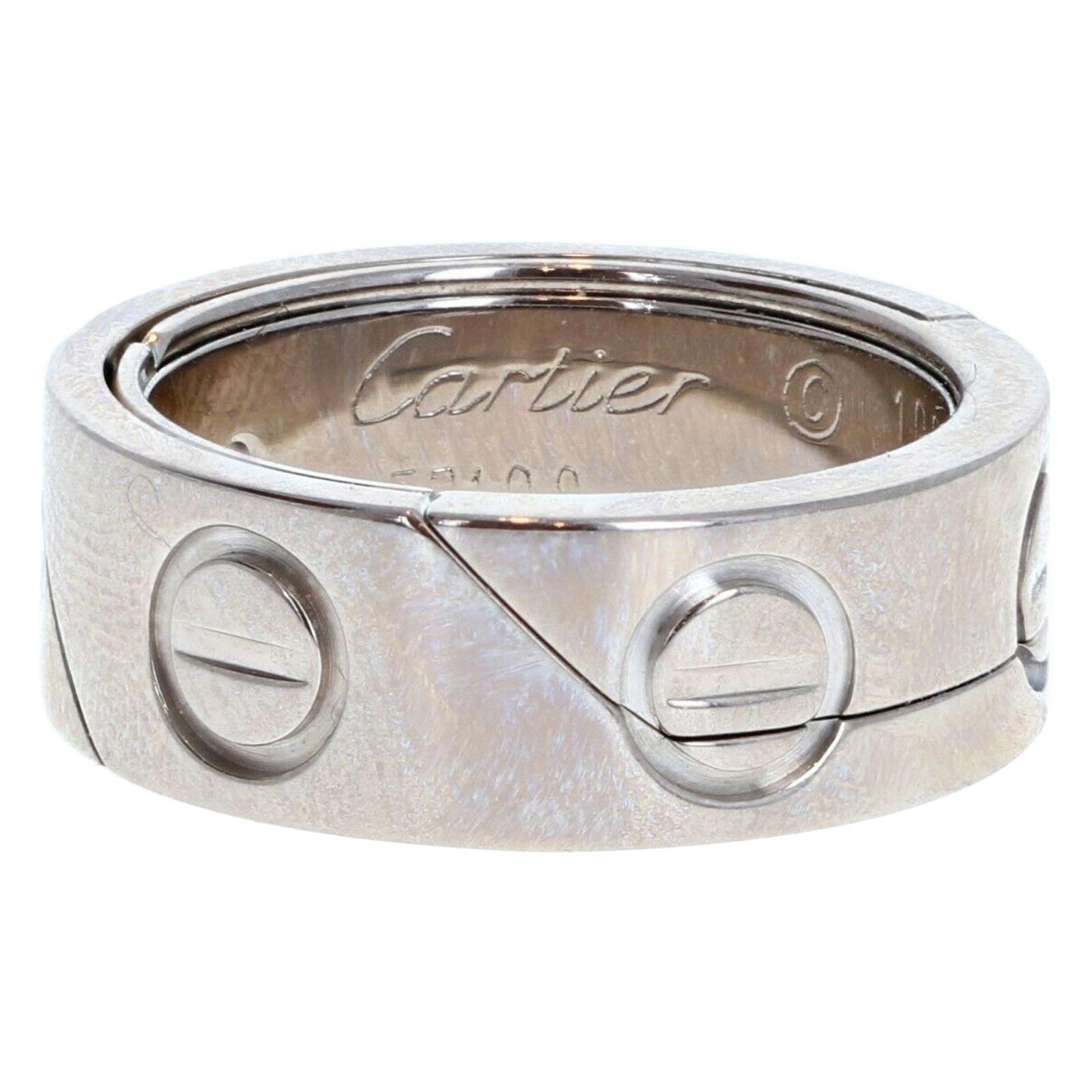 Cartier 18k White Gold Astro Love Band Ring 11.8g For Sale