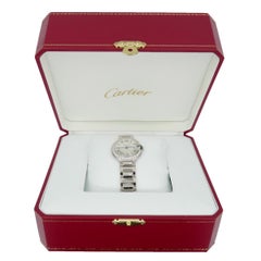 NEW Cartier 18 Karat White Gold Ballon Bleu Diamond Bezel & Box and Papers 28mm