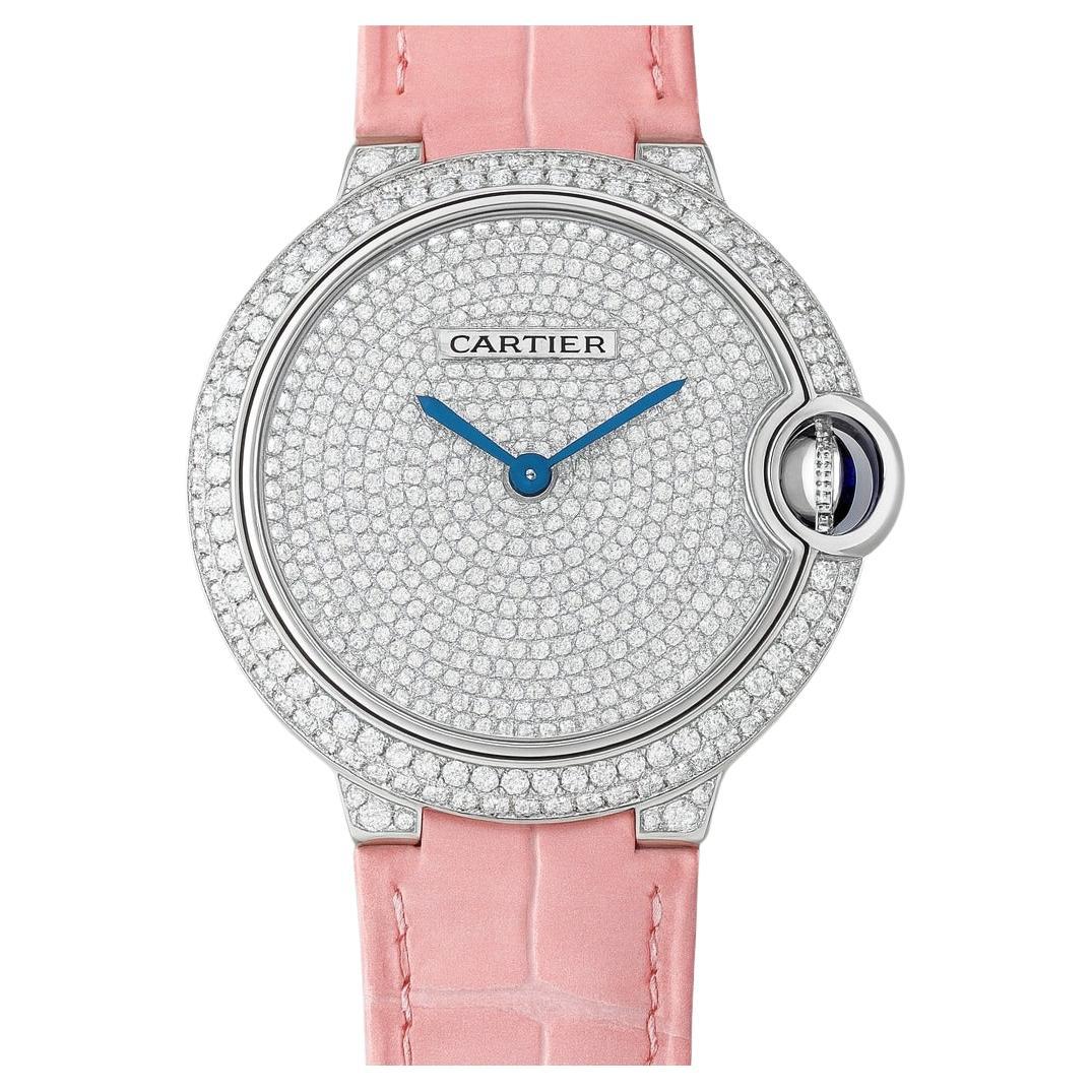 Montre-bracelet Ballon Bleu Pavé Diamant en or blanc 18k de Cartier

Une exquise montre-bracelet Cartier Ballon Bleu en or blanc 18 carats, dotée d'un boîtier de 36 mm entièrement serti de 124 diamants pavés ronds et brillants, rehaussés de 12