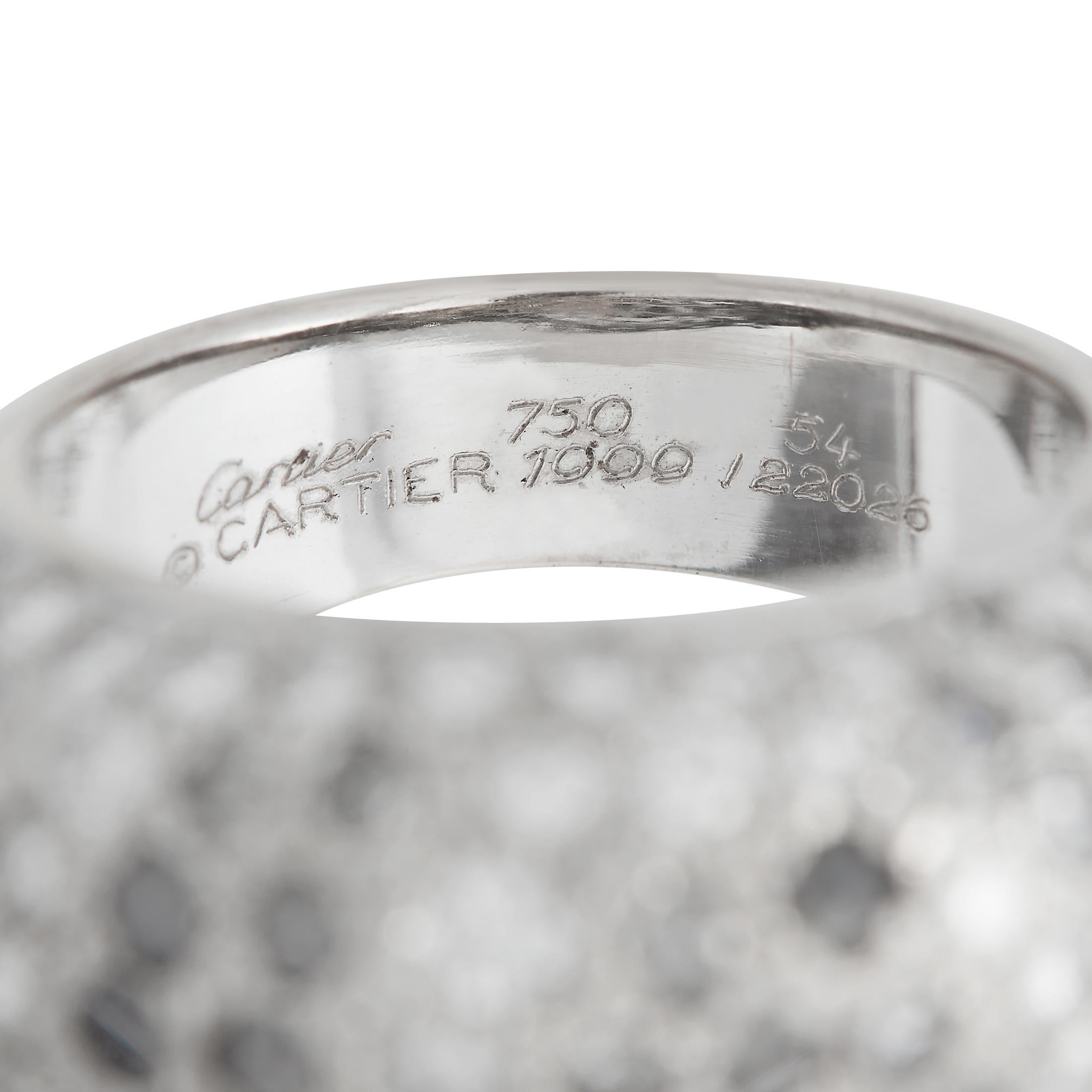 Round Cut Cartier 18K White Gold Black and White Diamond Ring CA04-101123