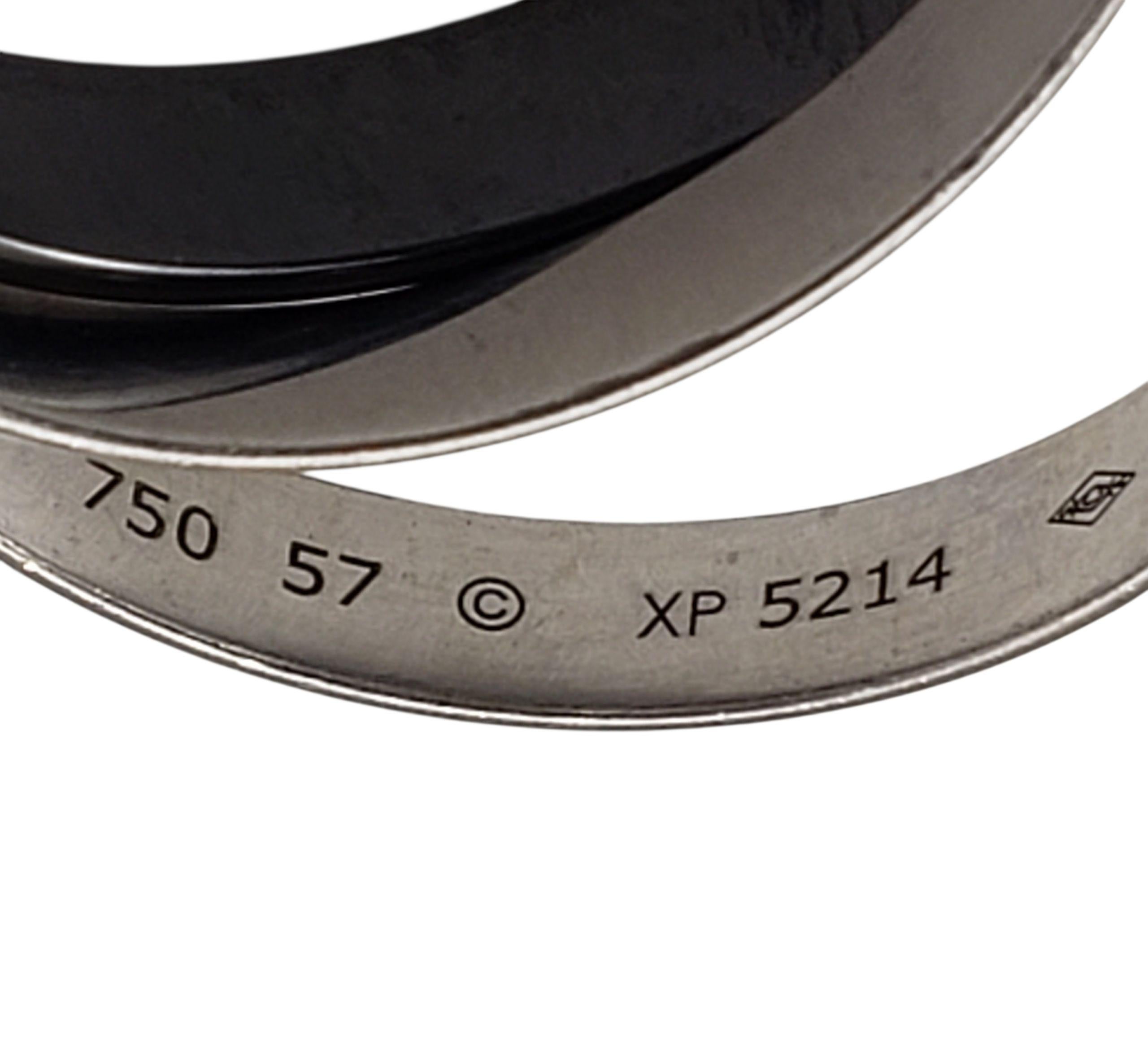 Cartier Bague Trinité en or blanc 18K et céramique noire Taille 8 Boîte/papiers #22432 en vente 1