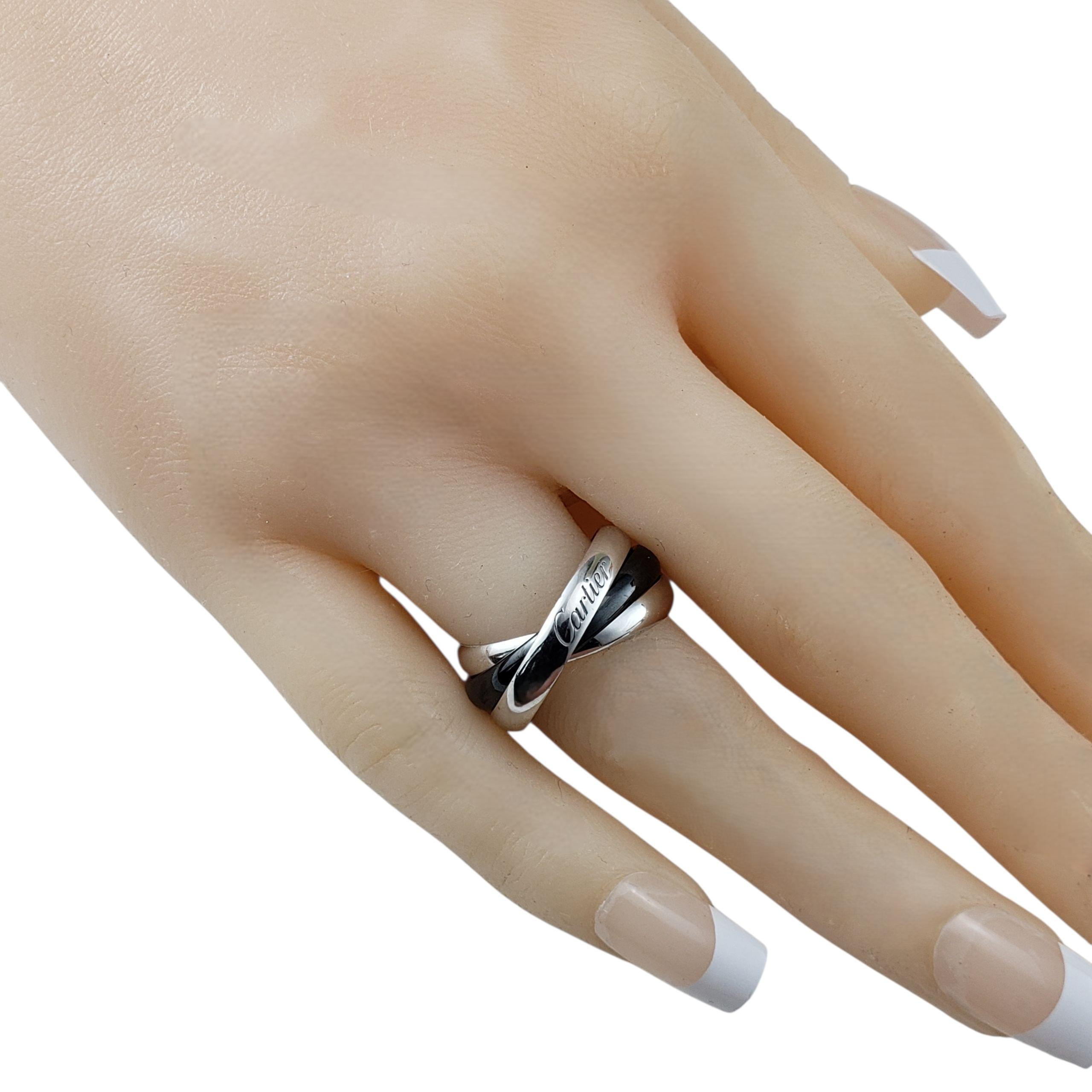Cartier Bague Trinité en or blanc 18K et céramique noire Taille 8 Boîte/papiers #22432 en vente 2