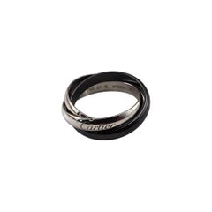 Cartier 18K White Gold & Black Ceramic Trinity Ring Size 8 Box/Papers #22432