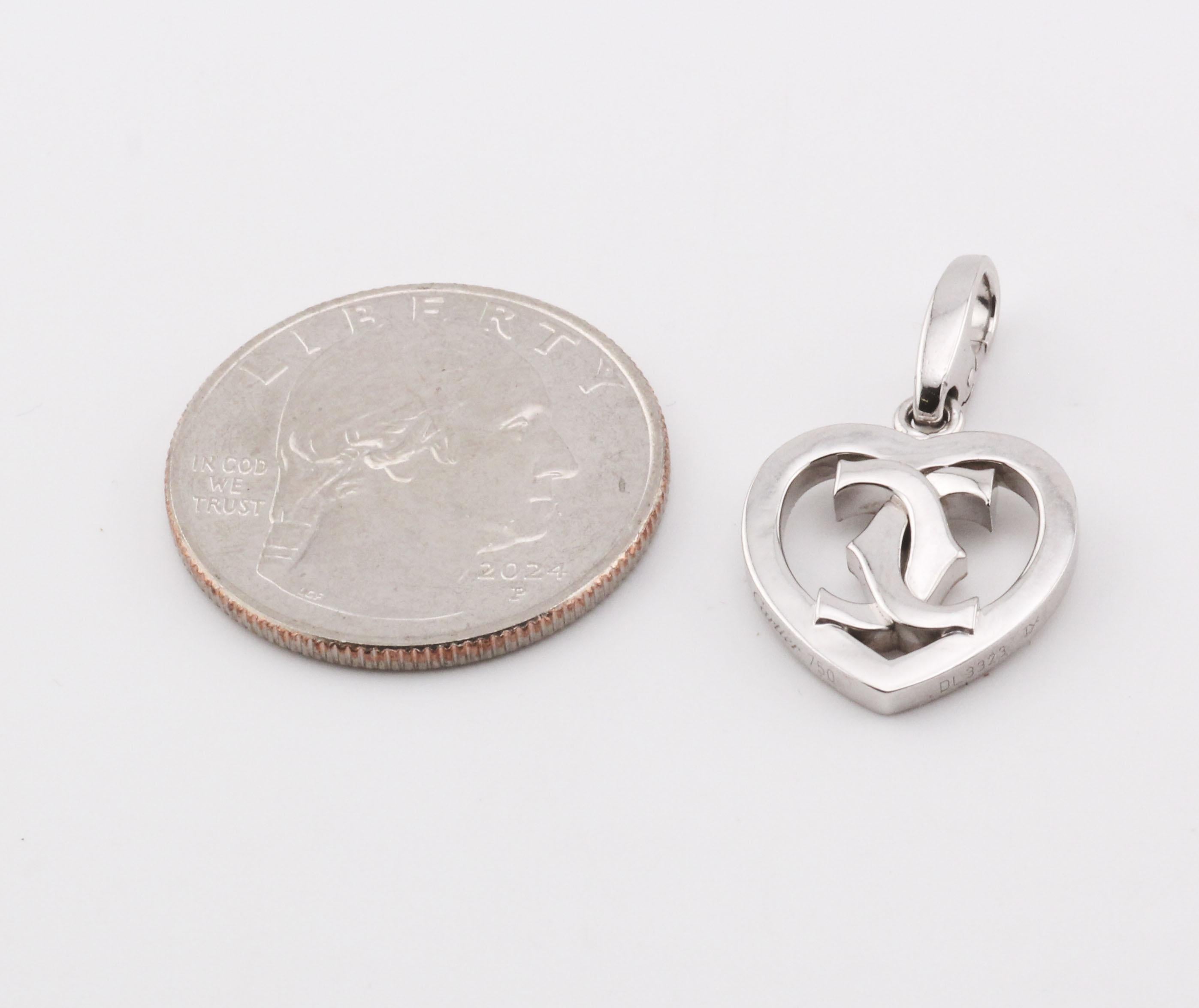 Cartier 18K White Gold C2 Logo Heart Charm Limited Edition of 300 1
