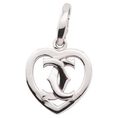 Cartier 18K White Gold C2 Logo Heart Charm Limited Edition of 300