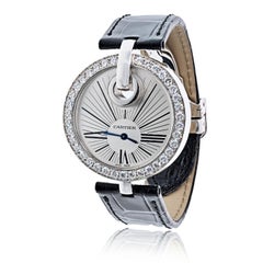 Cartier 18K White Gold Captive 35mm Round Diamond Dial Ladies Watch