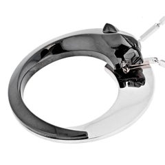 Cartier 18K White Gold Ceramic, Black Lacquer, Panthere Necklace