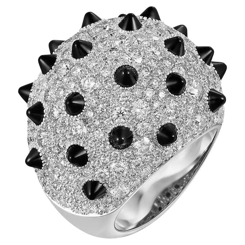 Cartier 18 Karat White Gold Clash Unlimited Black Onyx Spiked Diamond Ring