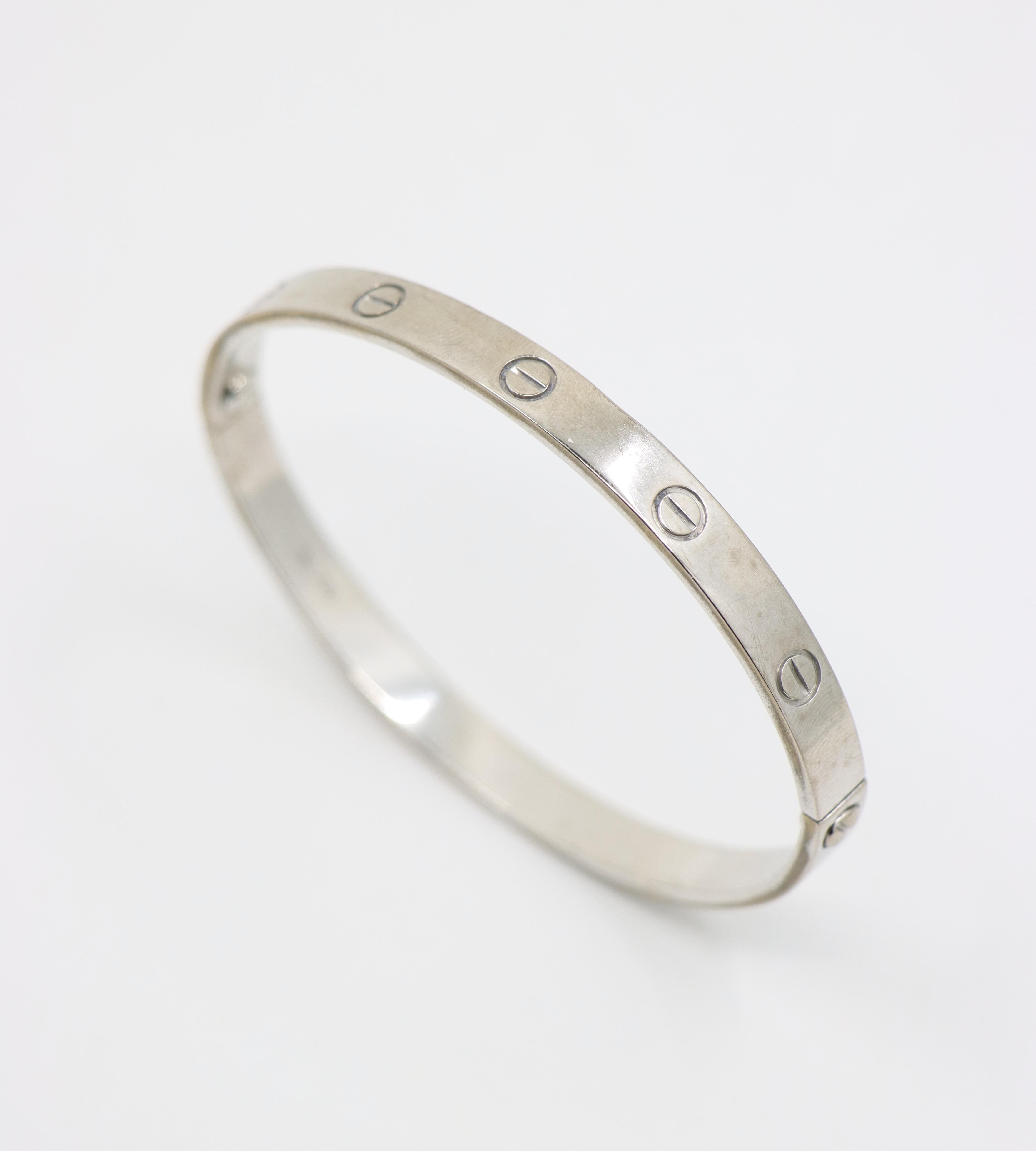 Women's or Men's Cartier 18K White Gold Classic LOVE Bracelet For Sale