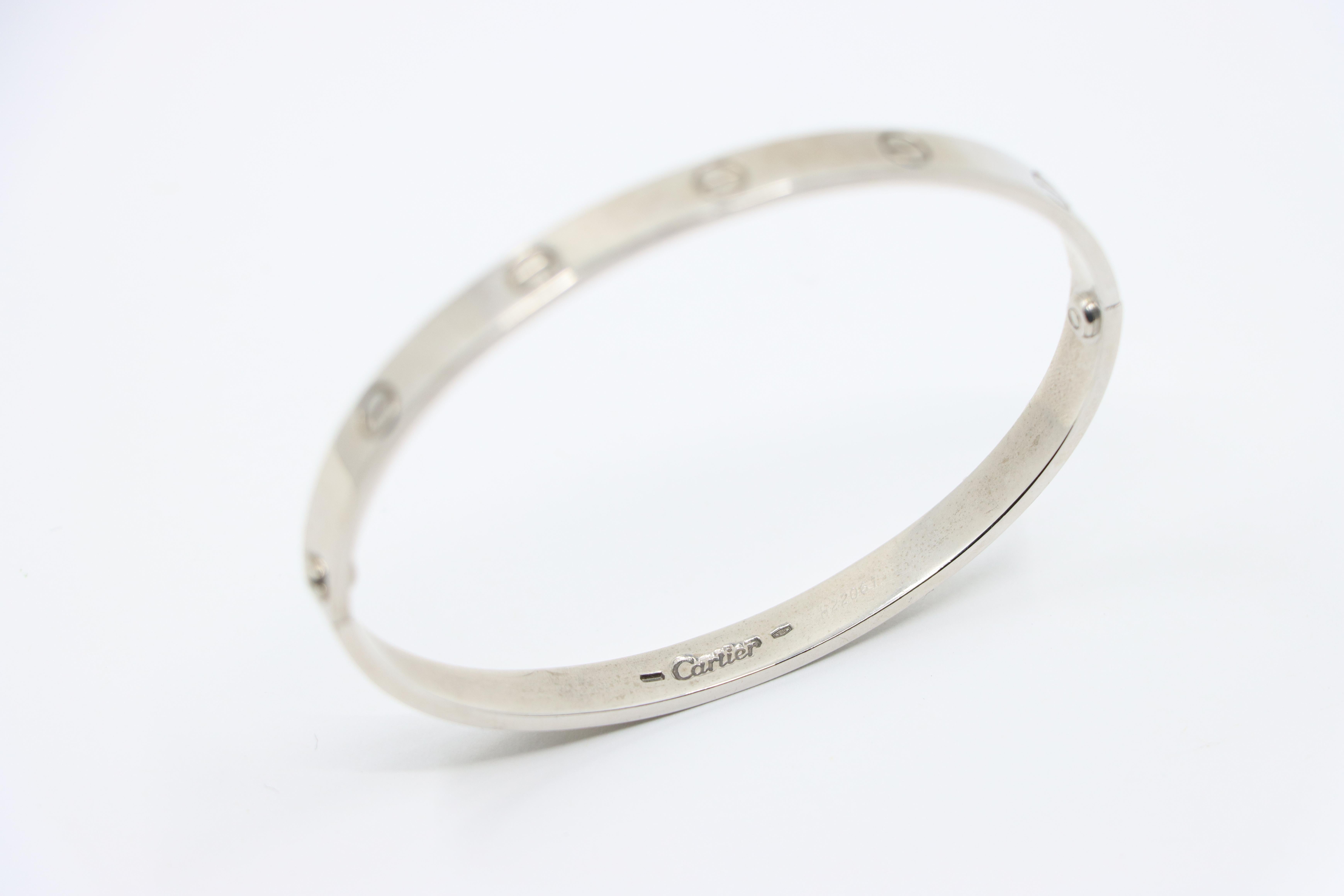 Cartier 18K White Gold Classic Model LOVE Bracelet For Sale 6