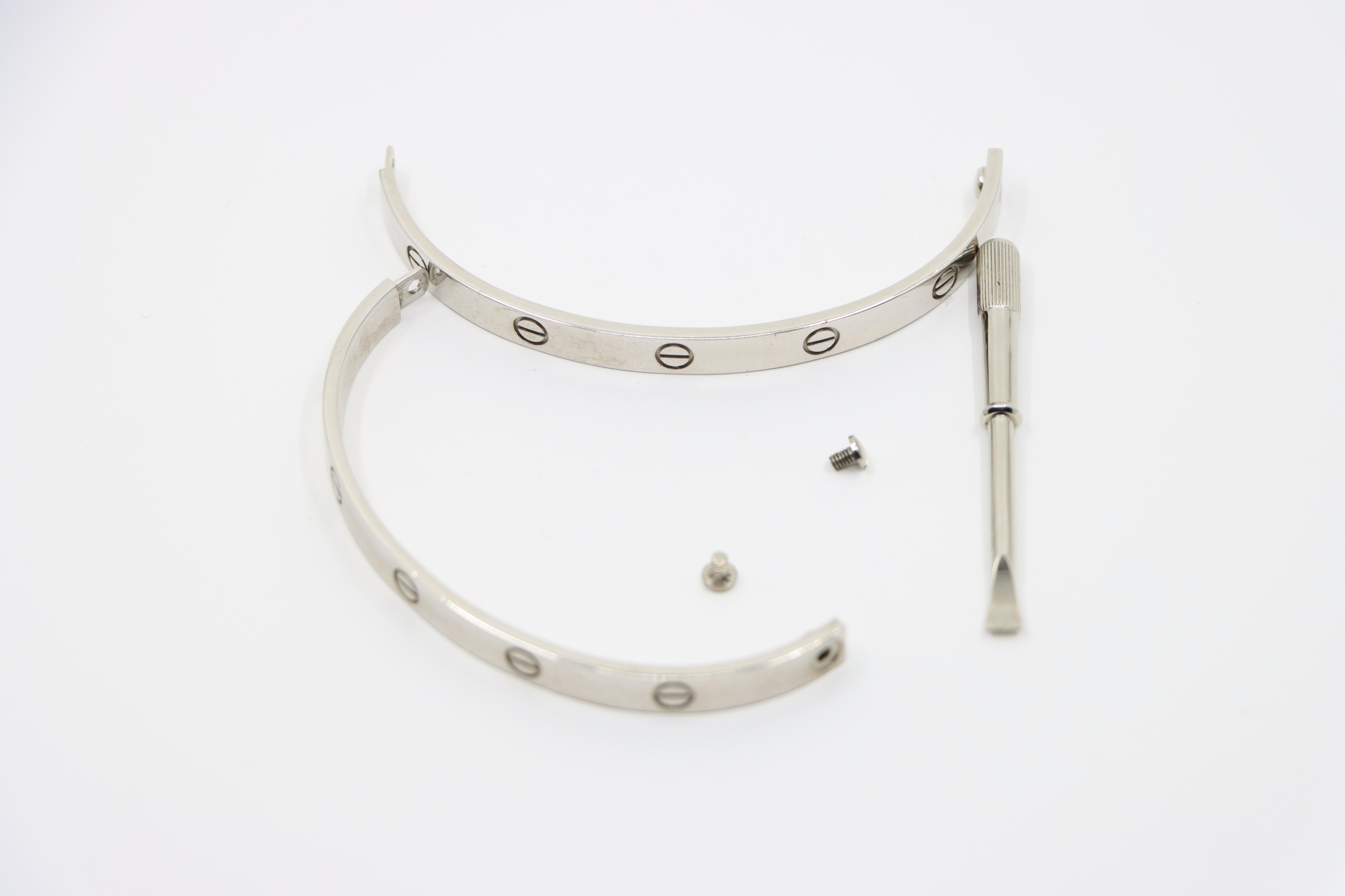 Cartier 18K White Gold Classic Model LOVE Bracelet For Sale 9