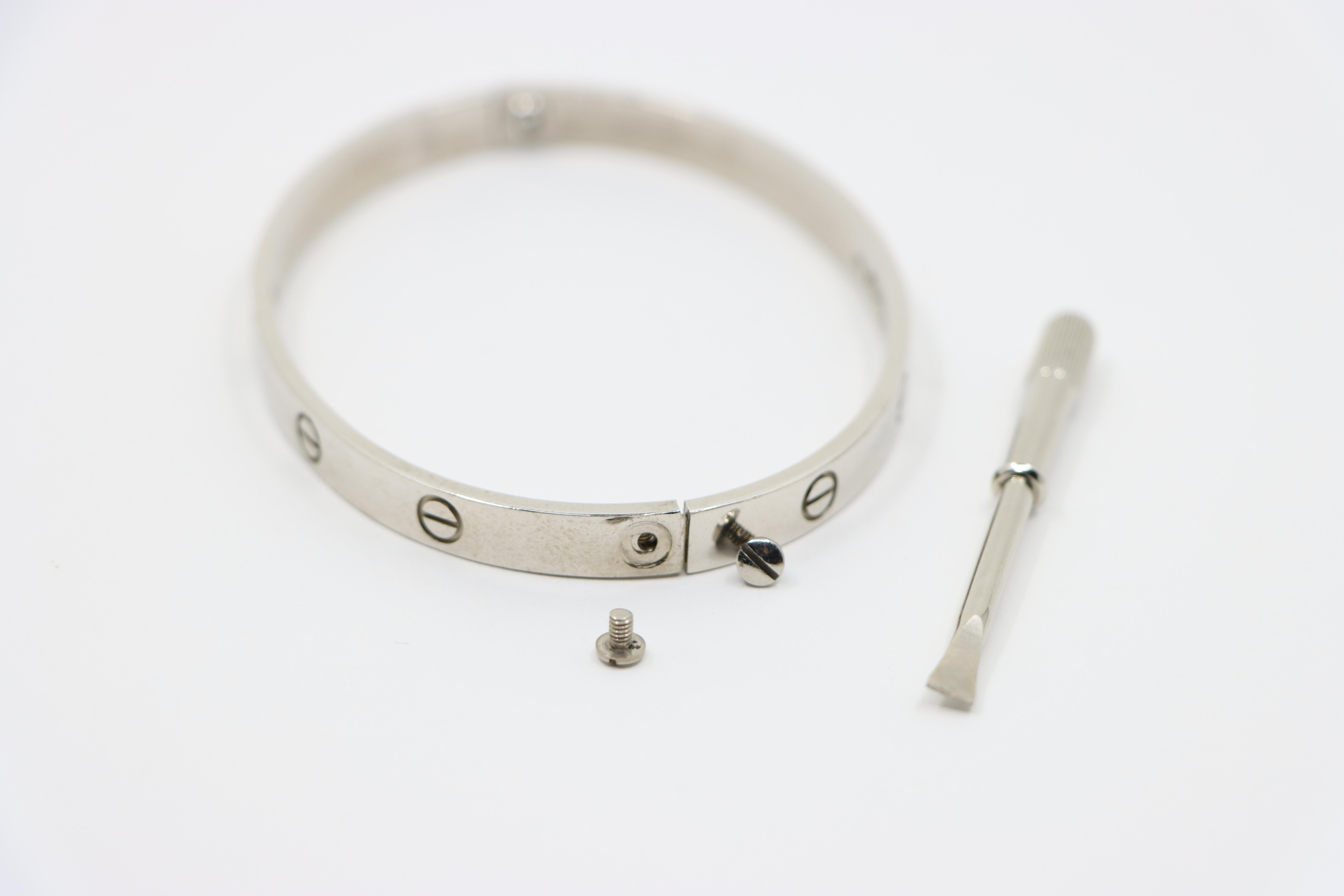 Cartier 18K White Gold Classic Model LOVE Bracelet For Sale 10